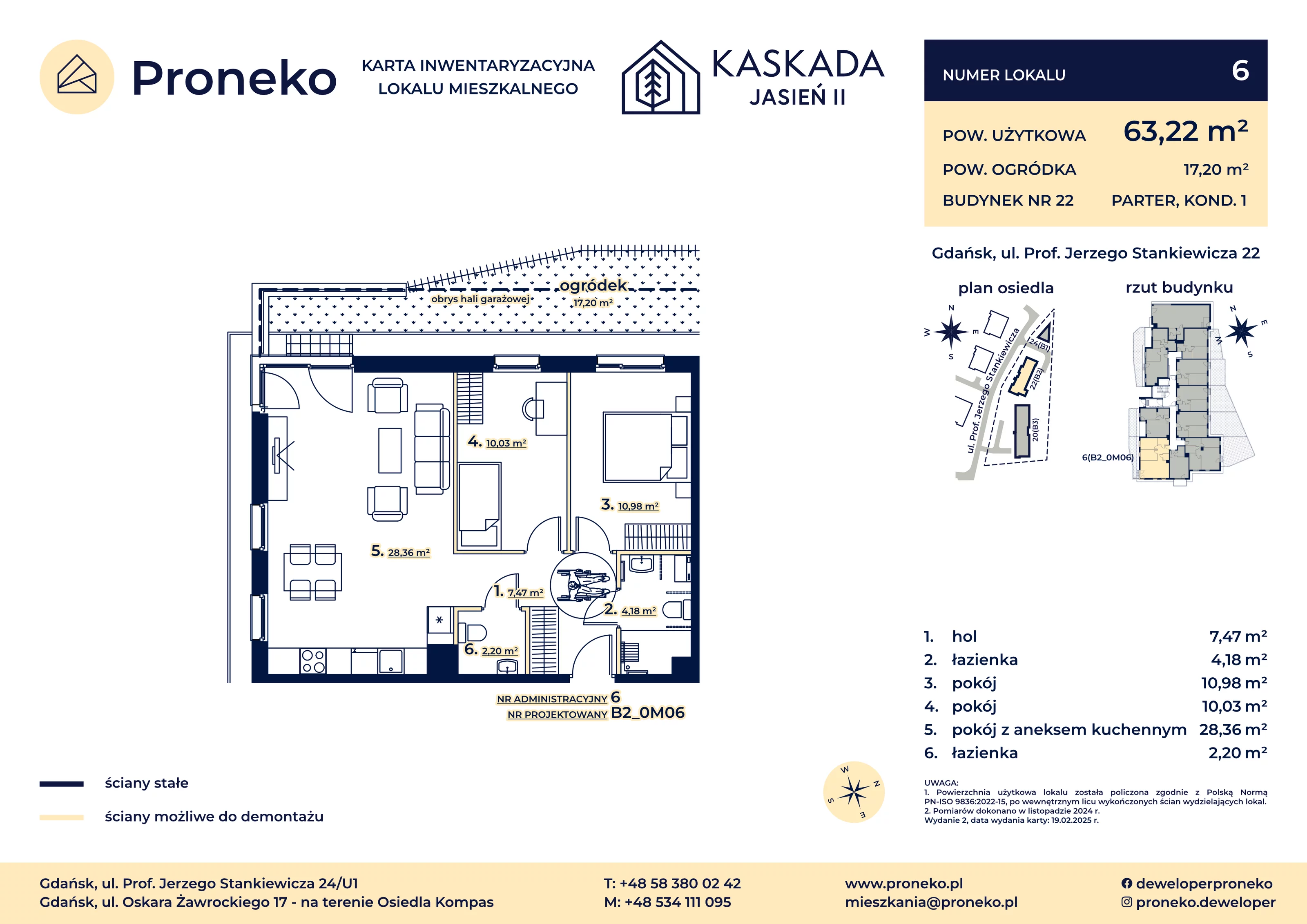 3 pokoje, mieszkanie 63,22 m², parter, oferta nr B2_0M06, Kaskada Jasień II, Gdańsk, Jasień, ul. Stankiewicza 24