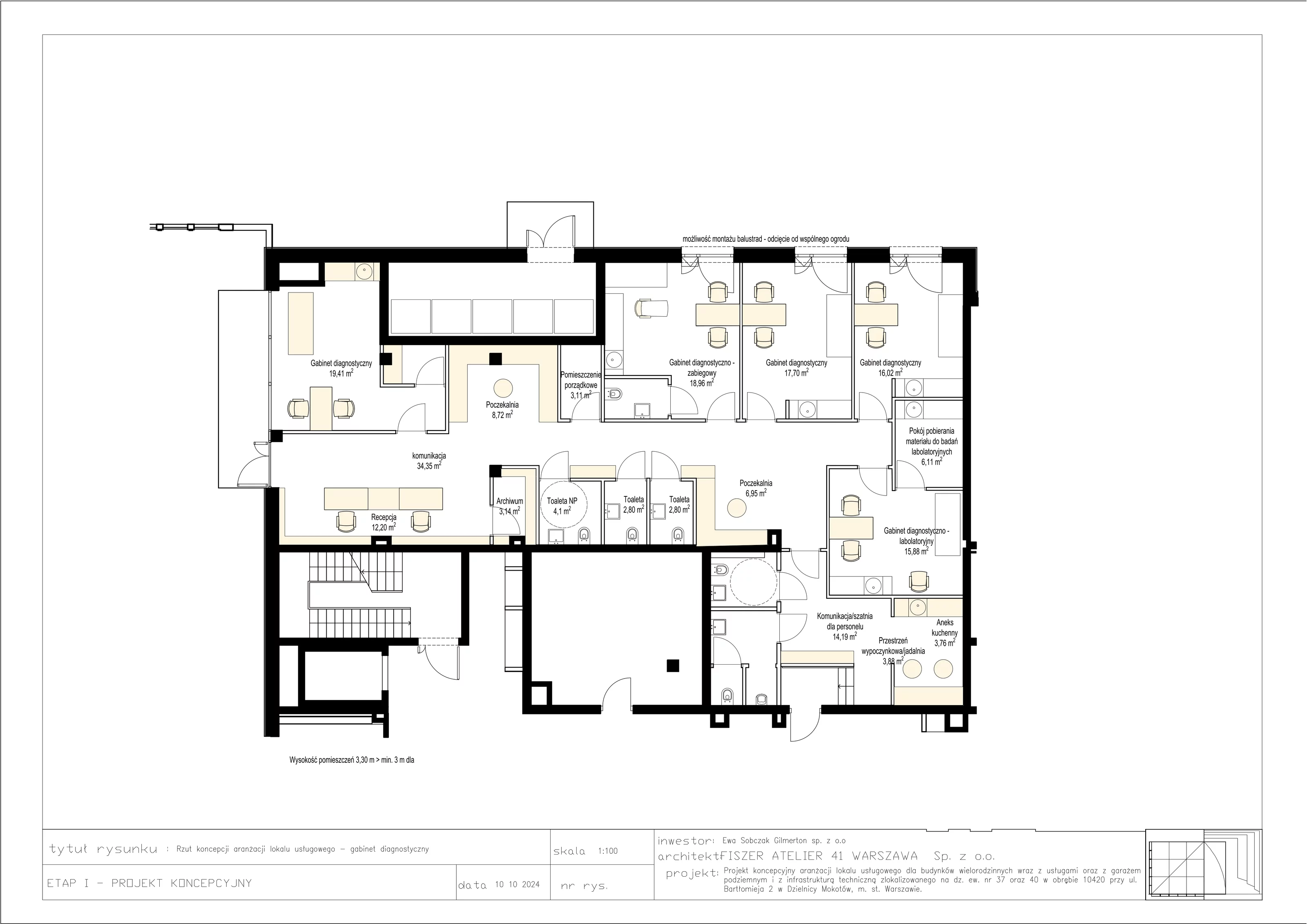 Lokal użytkowy 216,70 m², oferta nr wariant gabinet, Solea Mokotów - lokale użytkowe, Warszawa, Mokotów, Służewiec, ul. Bartłomieja