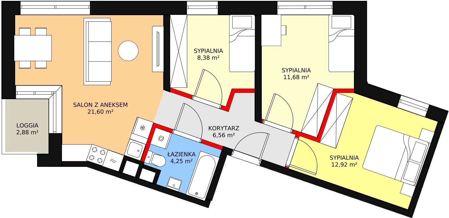 Mieszkanie 65,39 m², piętro 2, oferta nr 8, Moje Bielany, Warszawa, Bielany, Wawrzyszew, ul. Wólczyńska 121