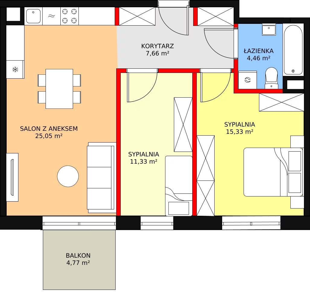 Mieszkanie 63,83 m², piętro 2, oferta nr 11, Moje Bielany, Warszawa, Bielany, Wawrzyszew, ul. Wólczyńska 121