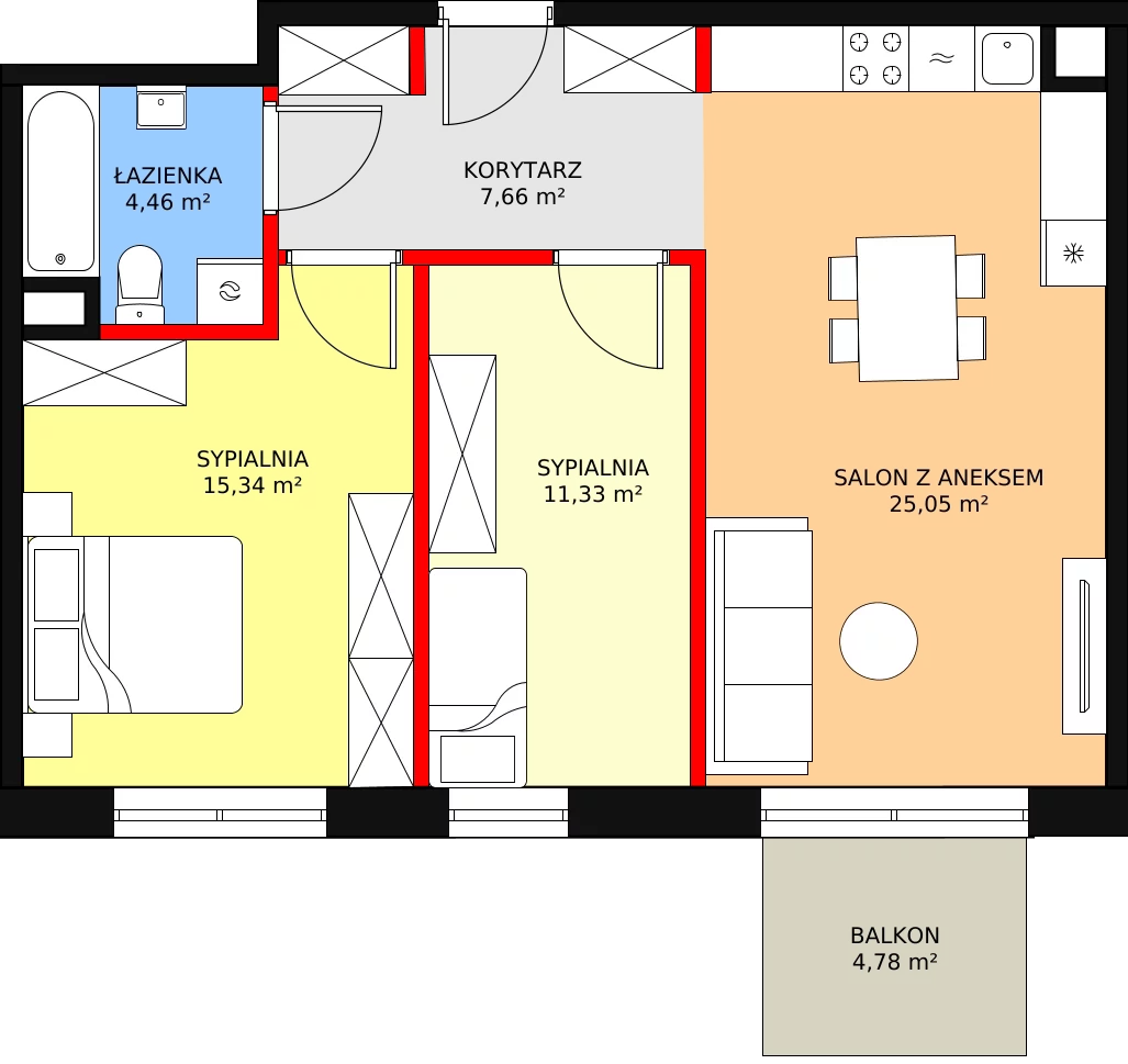 Mieszkanie 63,84 m², piętro 4, oferta nr 24, Moje Bielany, Warszawa, Bielany, Wawrzyszew, ul. Wólczyńska 121