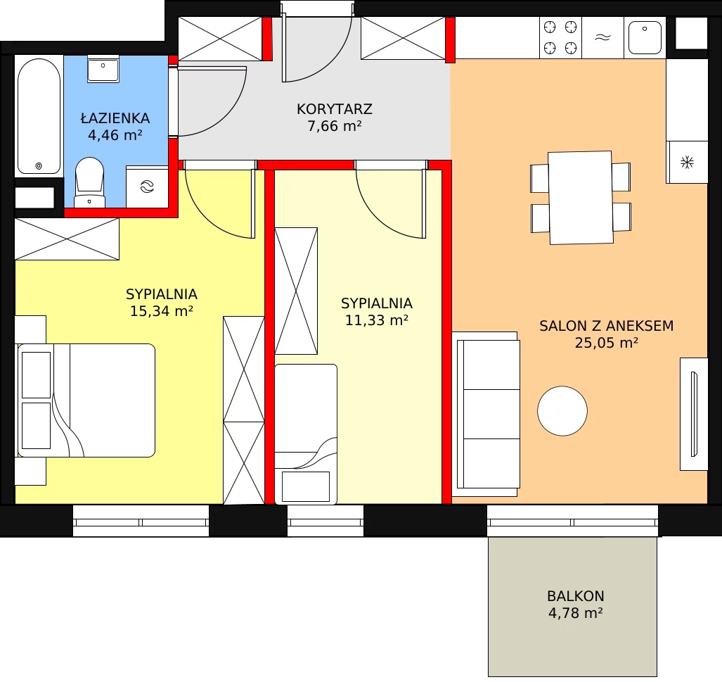 Mieszkanie 63,84 m², piętro 5, oferta nr 31, Moje Bielany, Warszawa, Bielany, Wawrzyszew, ul. Wólczyńska 121