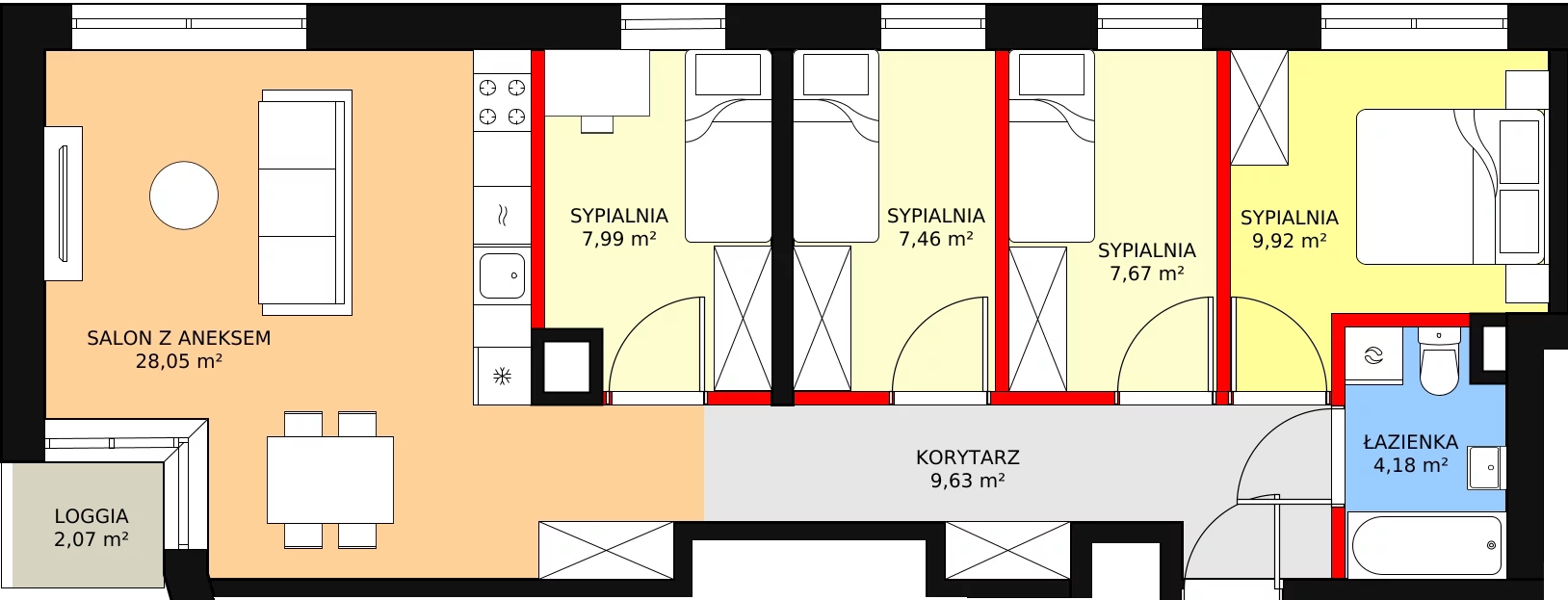 Mieszkanie 74,90 m², piętro 3, oferta nr 71, Moje Bielany, Warszawa, Bielany, Wawrzyszew, ul. Wólczyńska 121