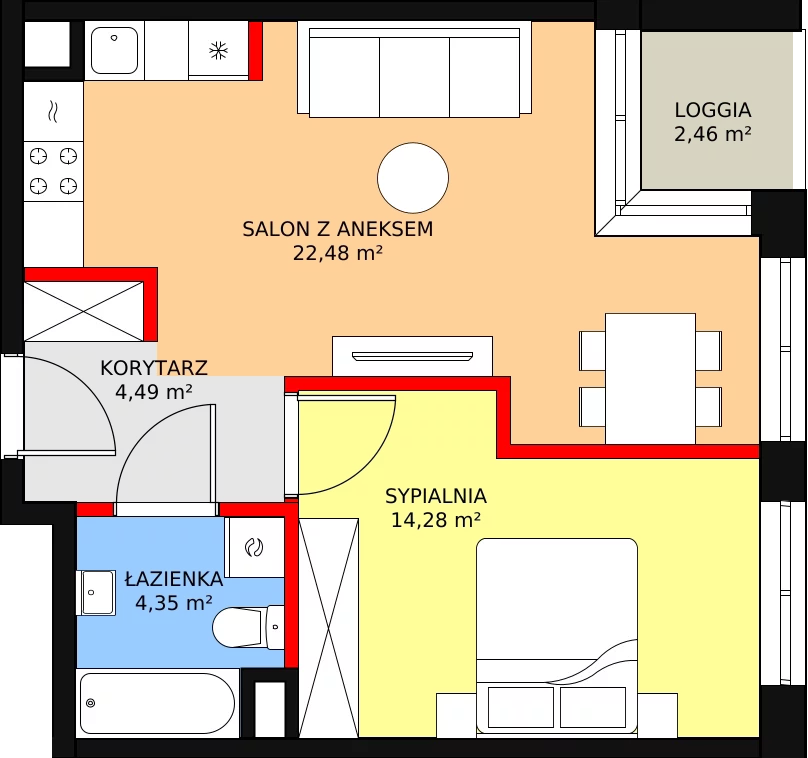 Mieszkanie 45,60 m², piętro 5, oferta nr 89, Moje Bielany, Warszawa, Bielany, Wawrzyszew, ul. Wólczyńska 121