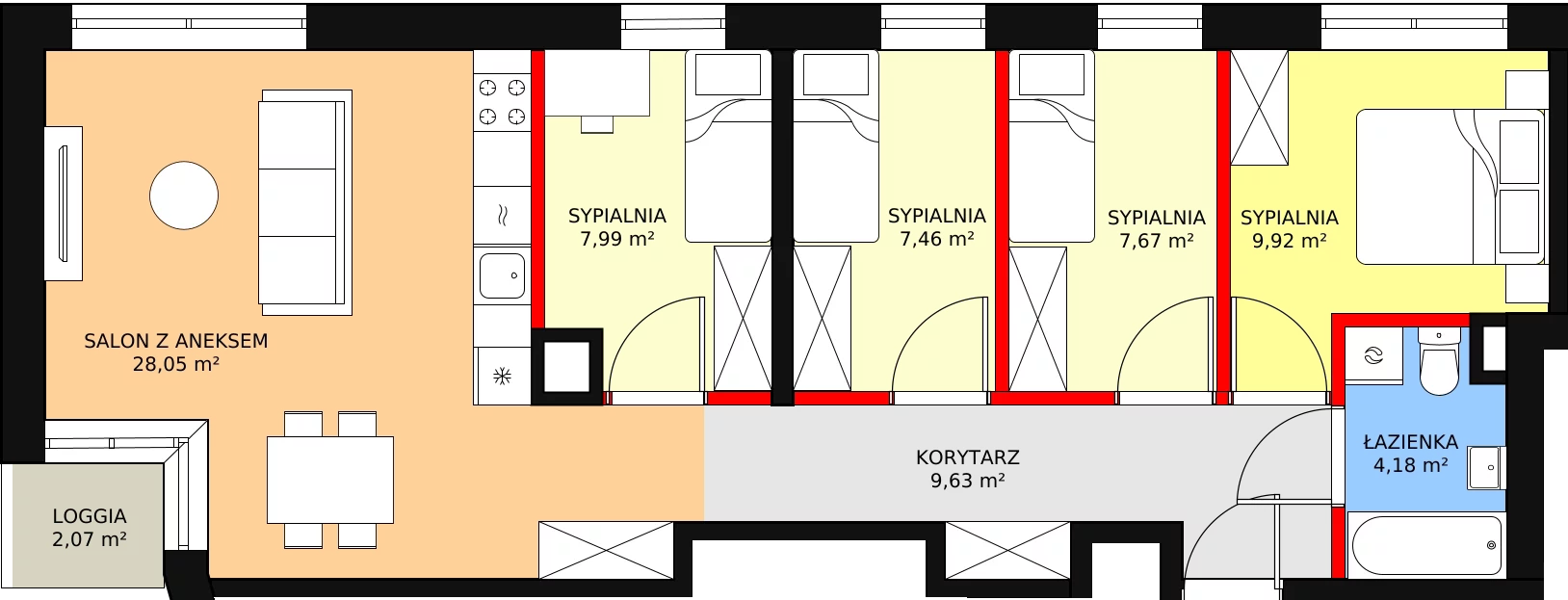 Mieszkanie 74,90 m², piętro 5, oferta nr 93, Moje Bielany, Warszawa, Bielany, Wawrzyszew, ul. Wólczyńska 121