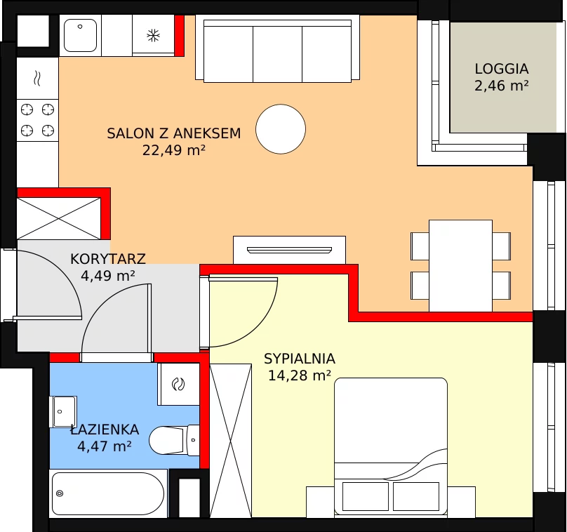 Mieszkanie 45,73 m², piętro 6, oferta nr 102, Moje Bielany, Warszawa, Bielany, Wawrzyszew, ul. Wólczyńska 121