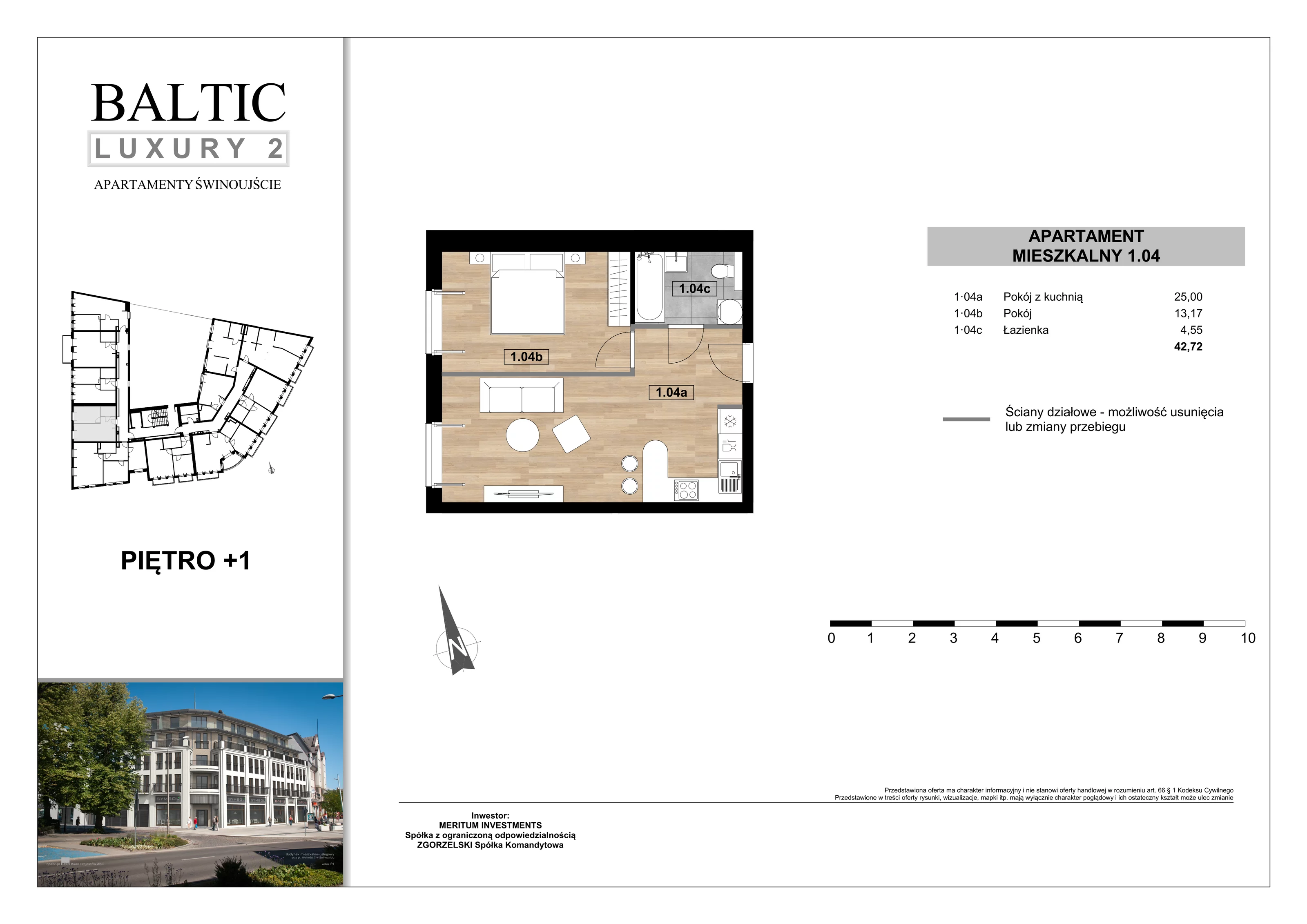 Apartament 42,72 m², piętro 1, oferta nr 1/04/, Świnoujście Plac Wolności, Świnoujście, ul. Plac Wolności 7