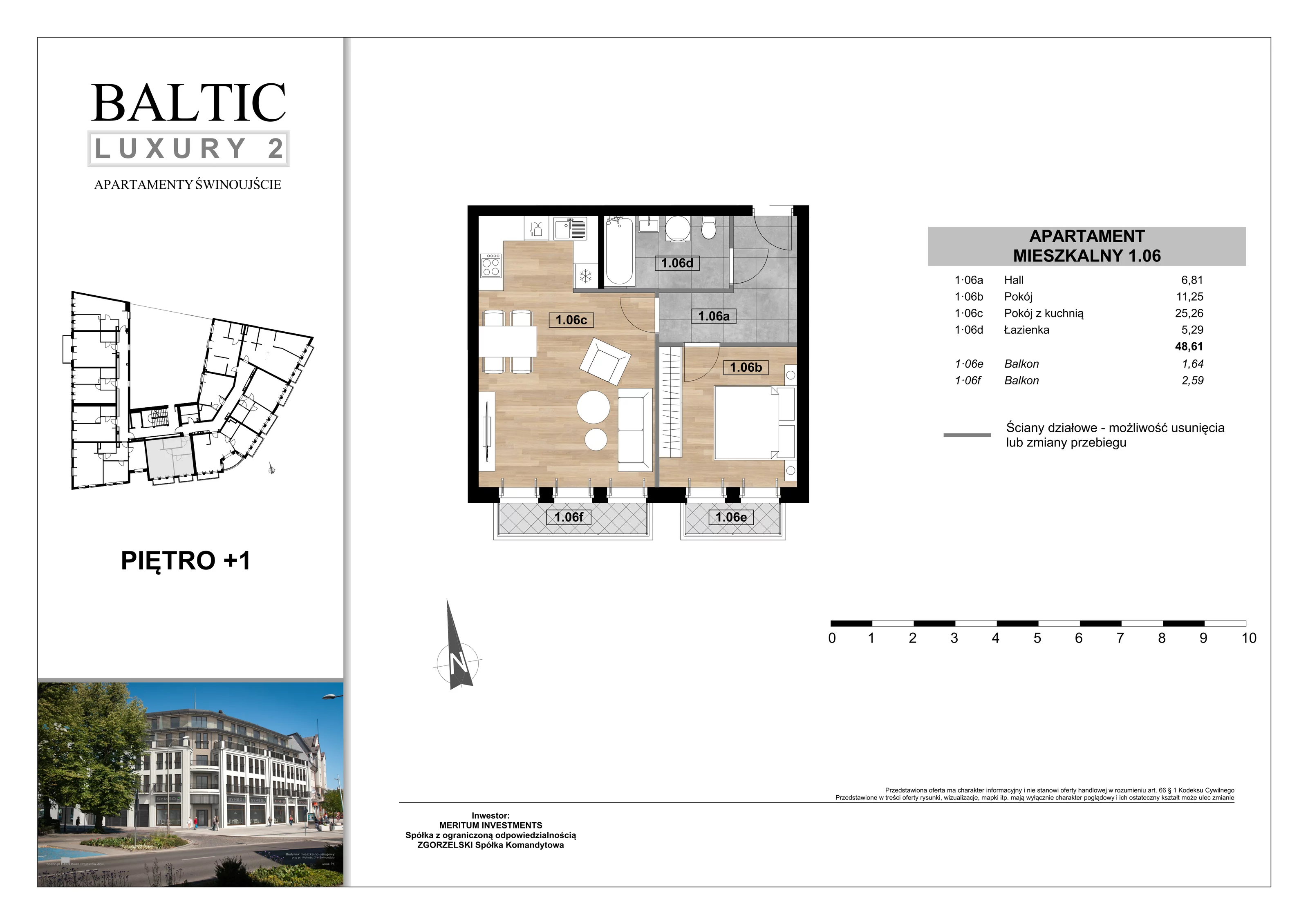 Apartament 48,61 m², piętro 1, oferta nr 1/06/, Świnoujście Plac Wolności, Świnoujście, ul. Plac Wolności 7