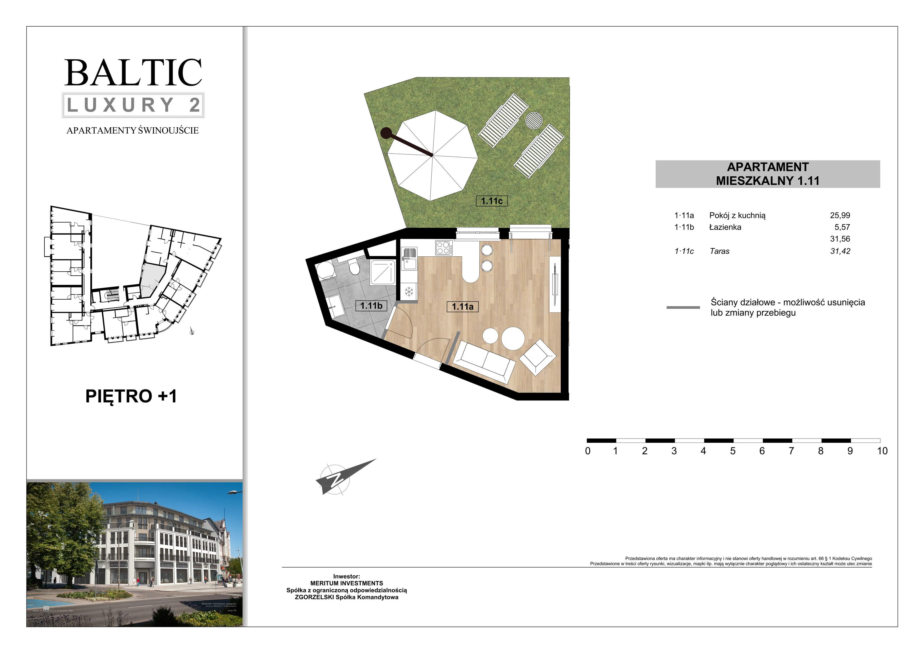 Apartament 31,56 m², piętro 1, oferta nr 1/11/, Świnoujście Plac Wolności, Świnoujście, ul. Plac Wolności 7