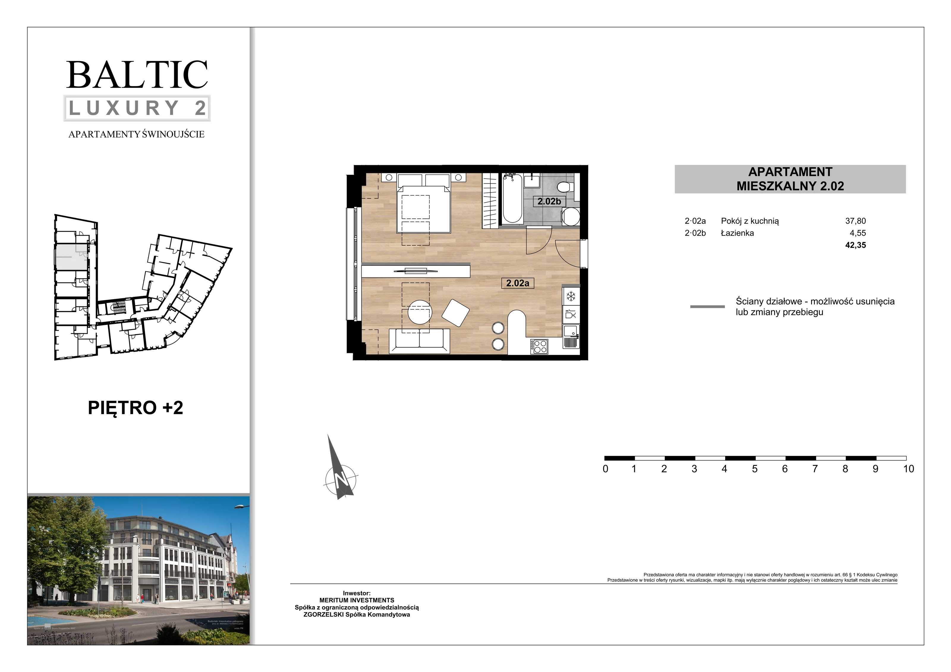 Apartament 42,35 m², piętro 2, oferta nr 2/02/, Świnoujście Plac Wolności, Świnoujście, ul. Plac Wolności 7