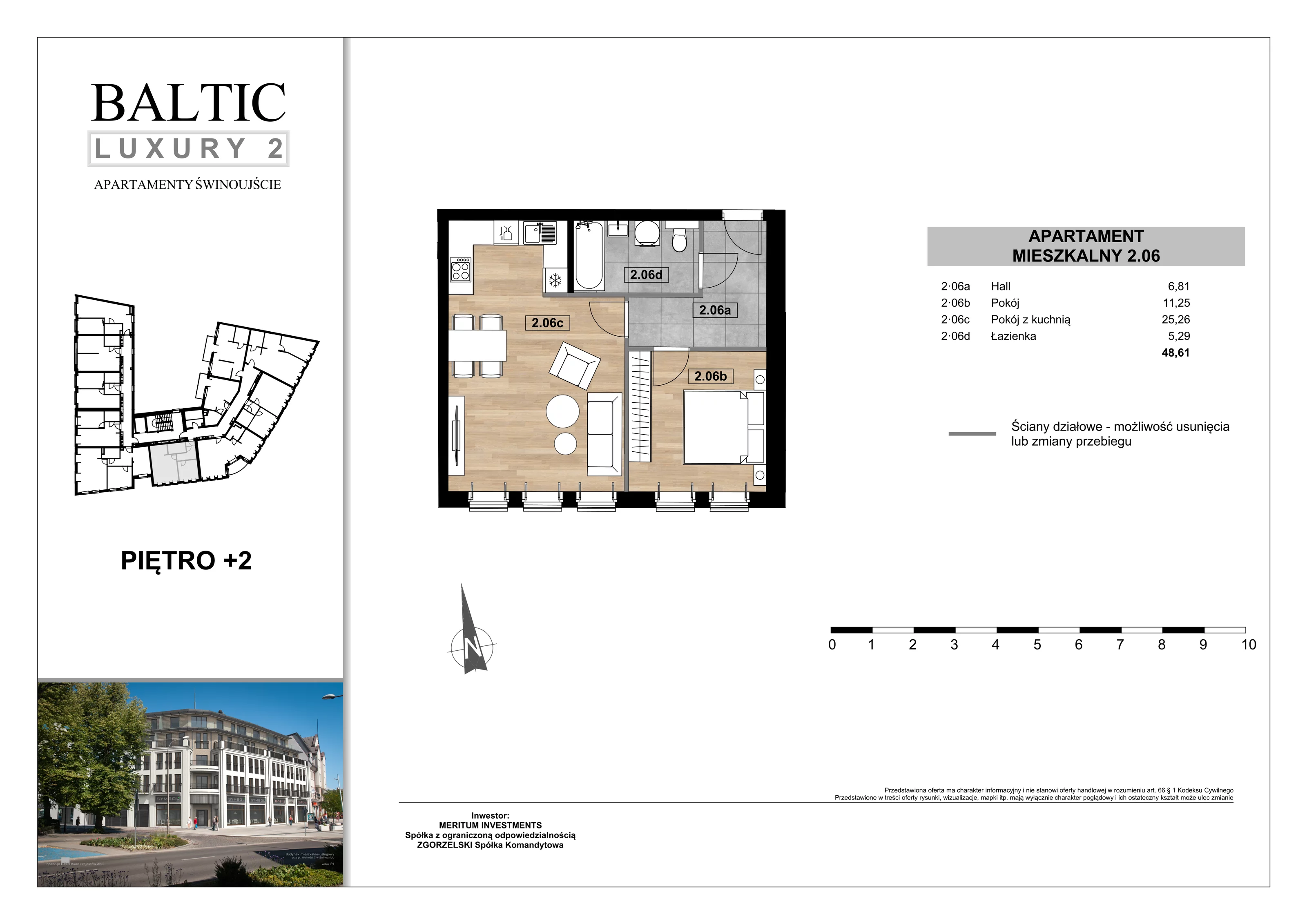 Apartament 48,61 m², piętro 2, oferta nr 2/06/, Świnoujście Plac Wolności, Świnoujście, ul. Plac Wolności 7