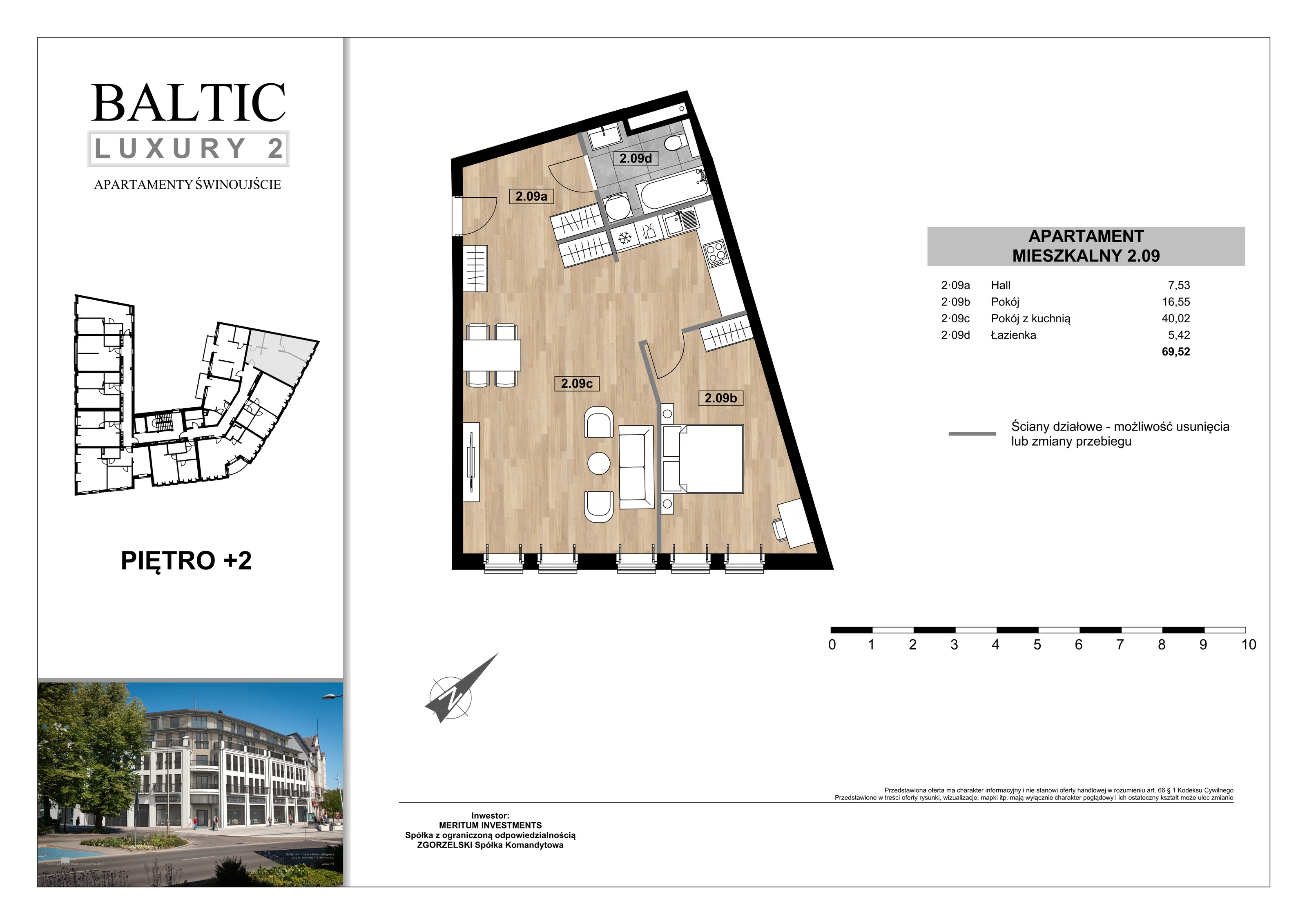 Apartament 69,52 m², piętro 2, oferta nr 2/09/, Świnoujście Plac Wolności, Świnoujście, ul. Plac Wolności 7