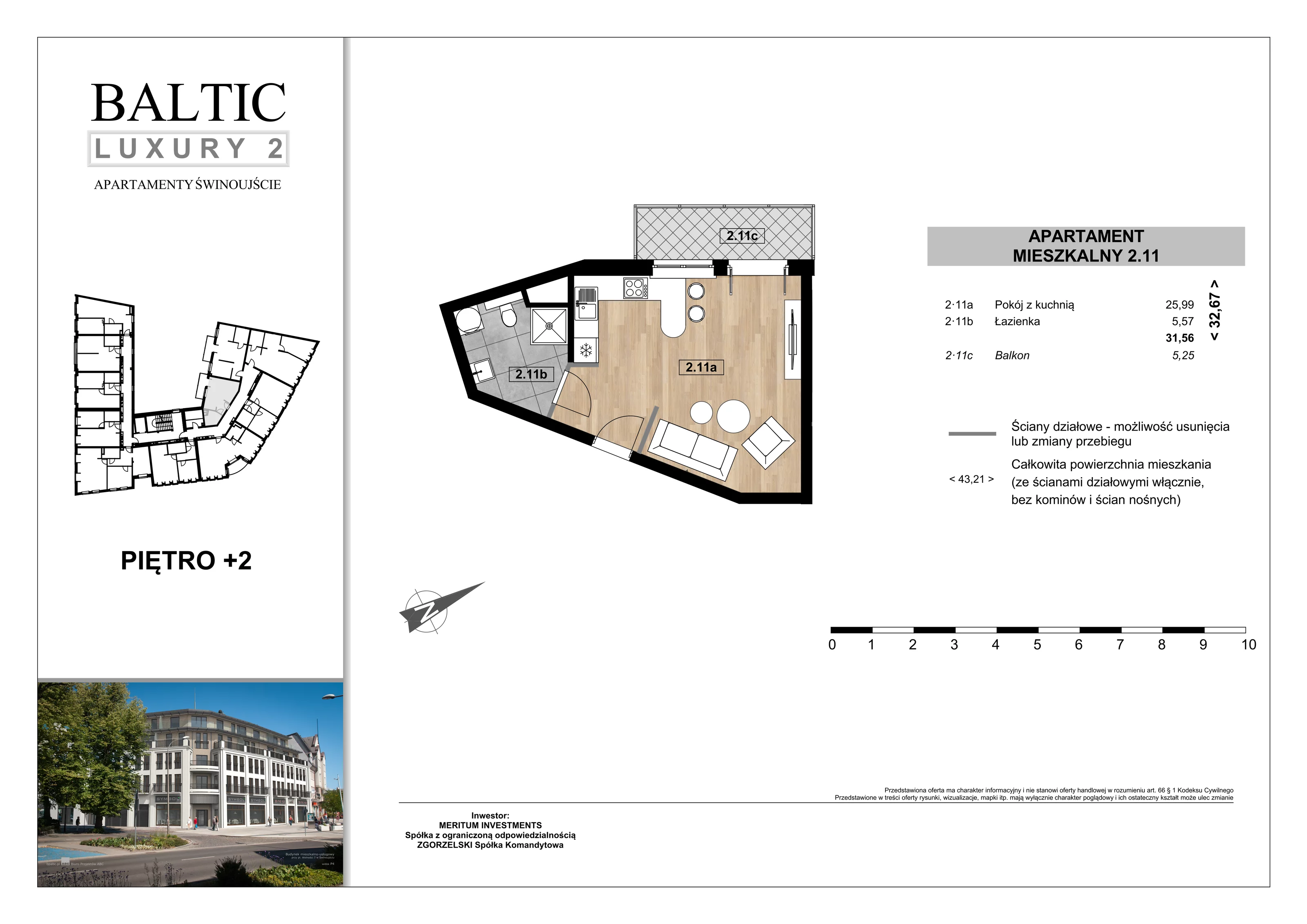 Apartament 31,56 m², piętro 2, oferta nr 2/11/, Świnoujście Plac Wolności, Świnoujście, ul. Plac Wolności 7