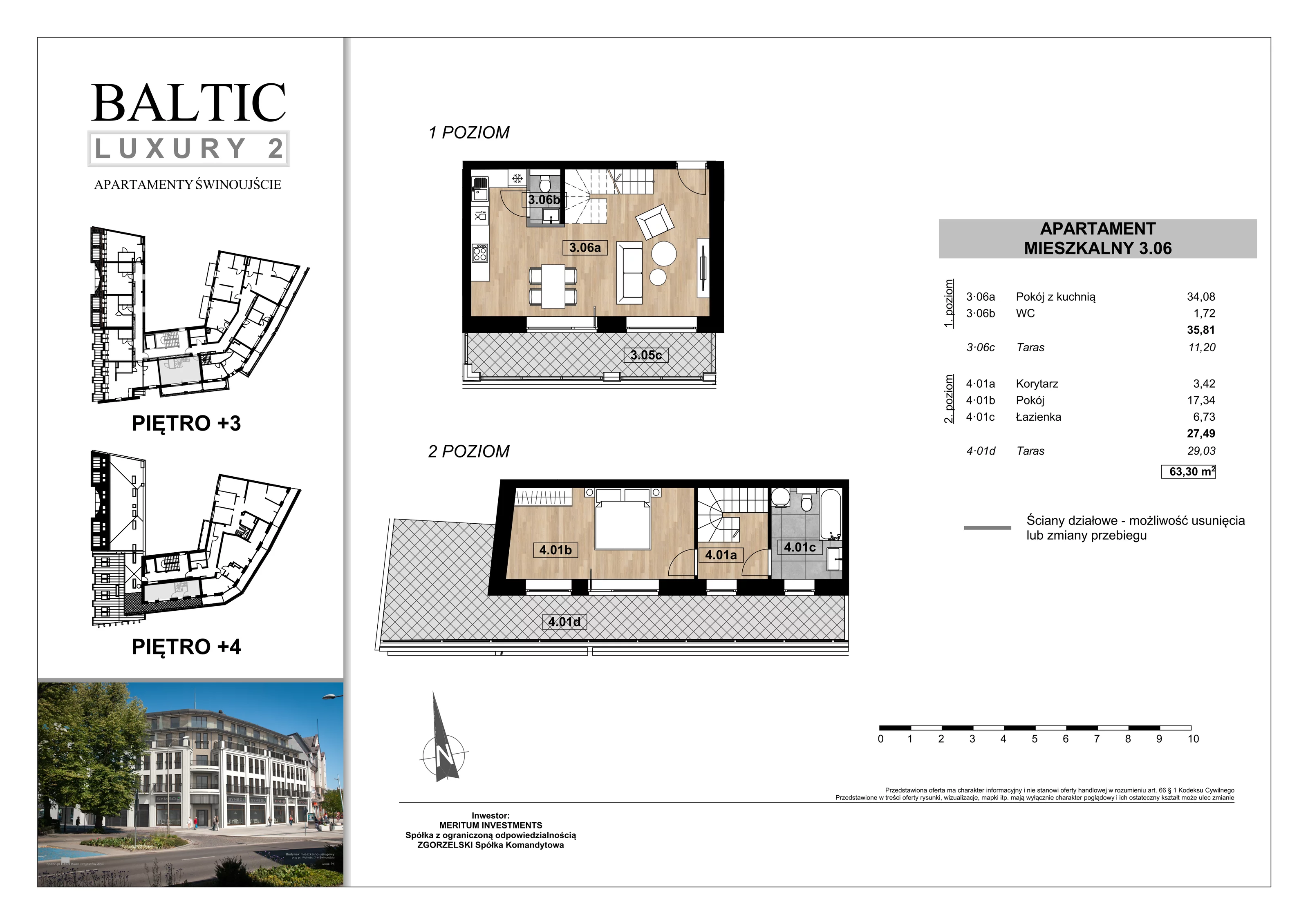 Apartament 63,29 m², piętro 3, oferta nr 3/06/, Świnoujście Plac Wolności, Świnoujście, ul. Plac Wolności 7