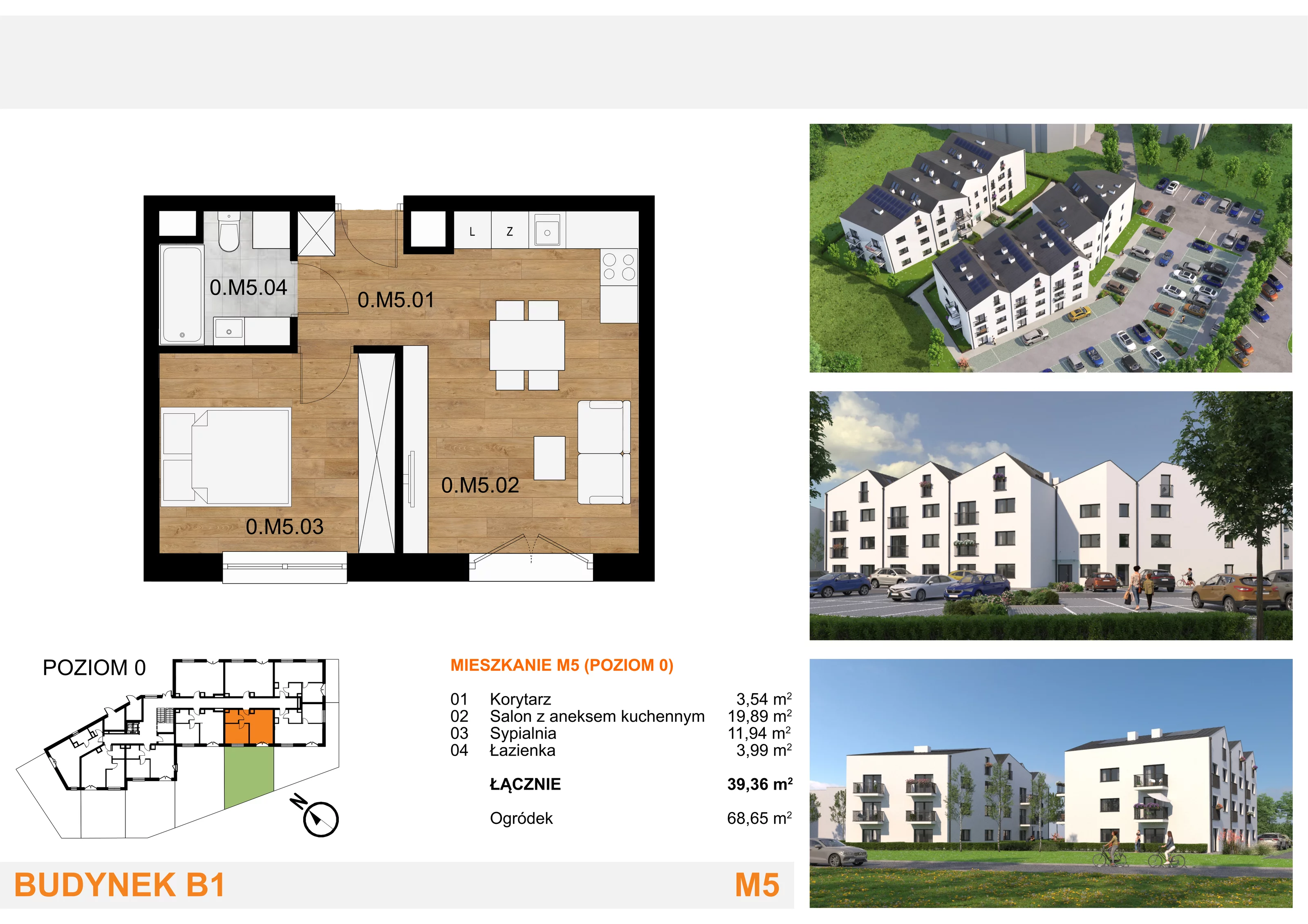 2 pokoje, mieszkanie 39,36 m², parter, oferta nr M05, Mieszkania Mierzyn, Mierzyn, ul. Nasienna