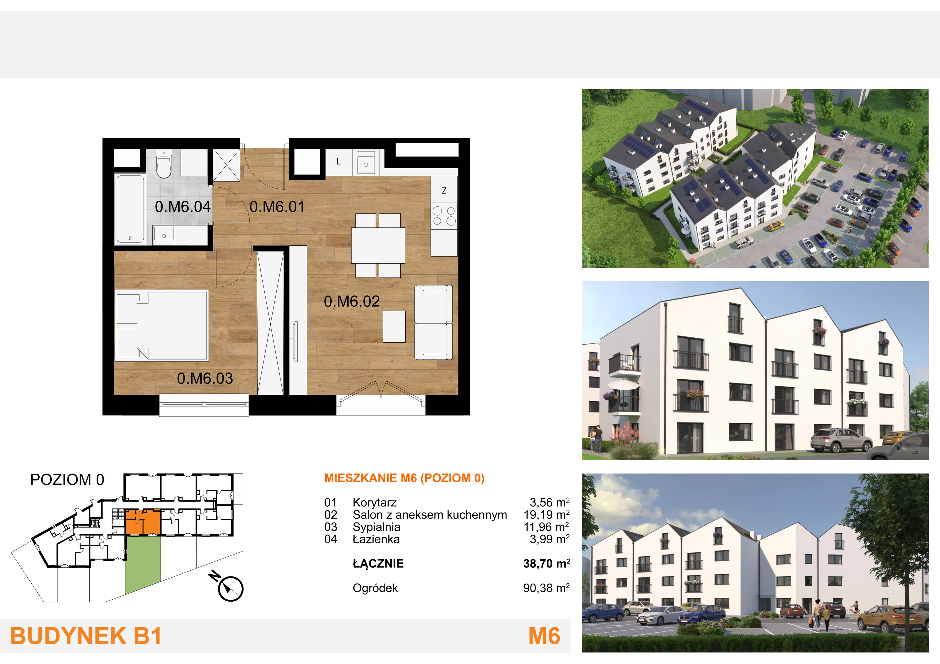 2 pokoje, mieszkanie 38,70 m², parter, oferta nr M06, Mieszkania Mierzyn, Mierzyn, ul. Nasienna