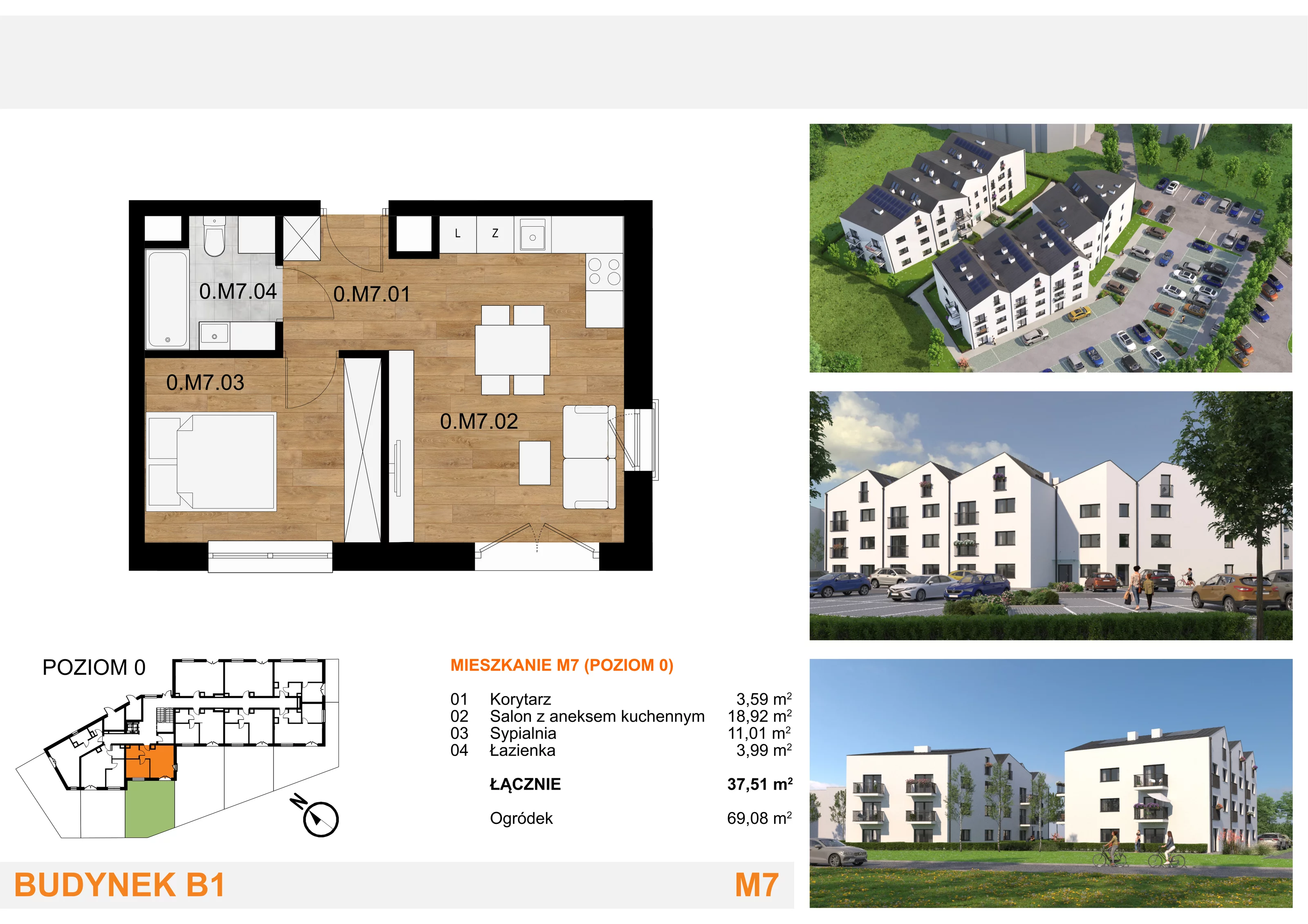 2 pokoje, mieszkanie 37,51 m², parter, oferta nr M07, Mieszkania Mierzyn, Mierzyn, ul. Nasienna