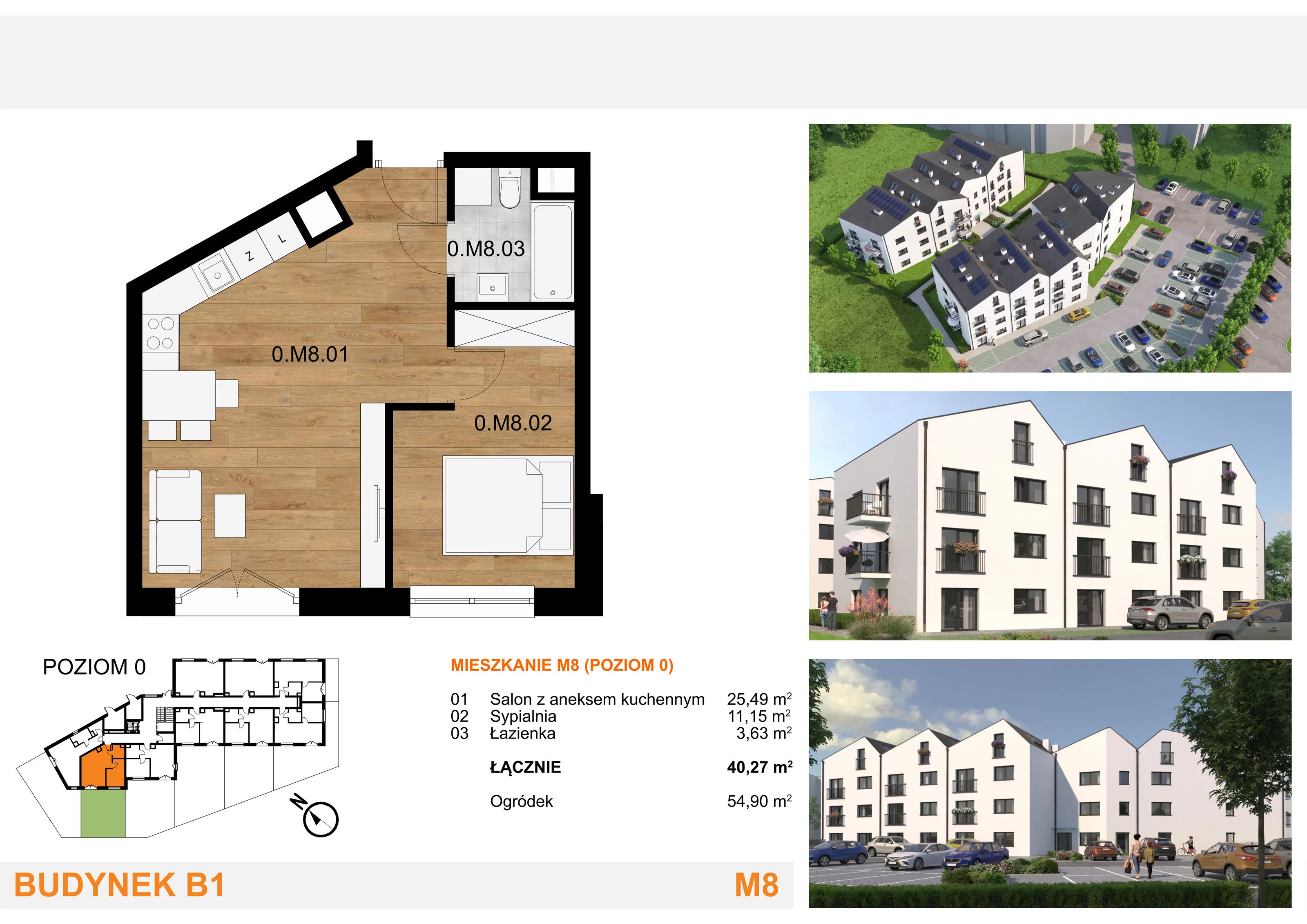 2 pokoje, mieszkanie 40,27 m², parter, oferta nr M08, Mieszkania Mierzyn, Mierzyn, ul. Nasienna