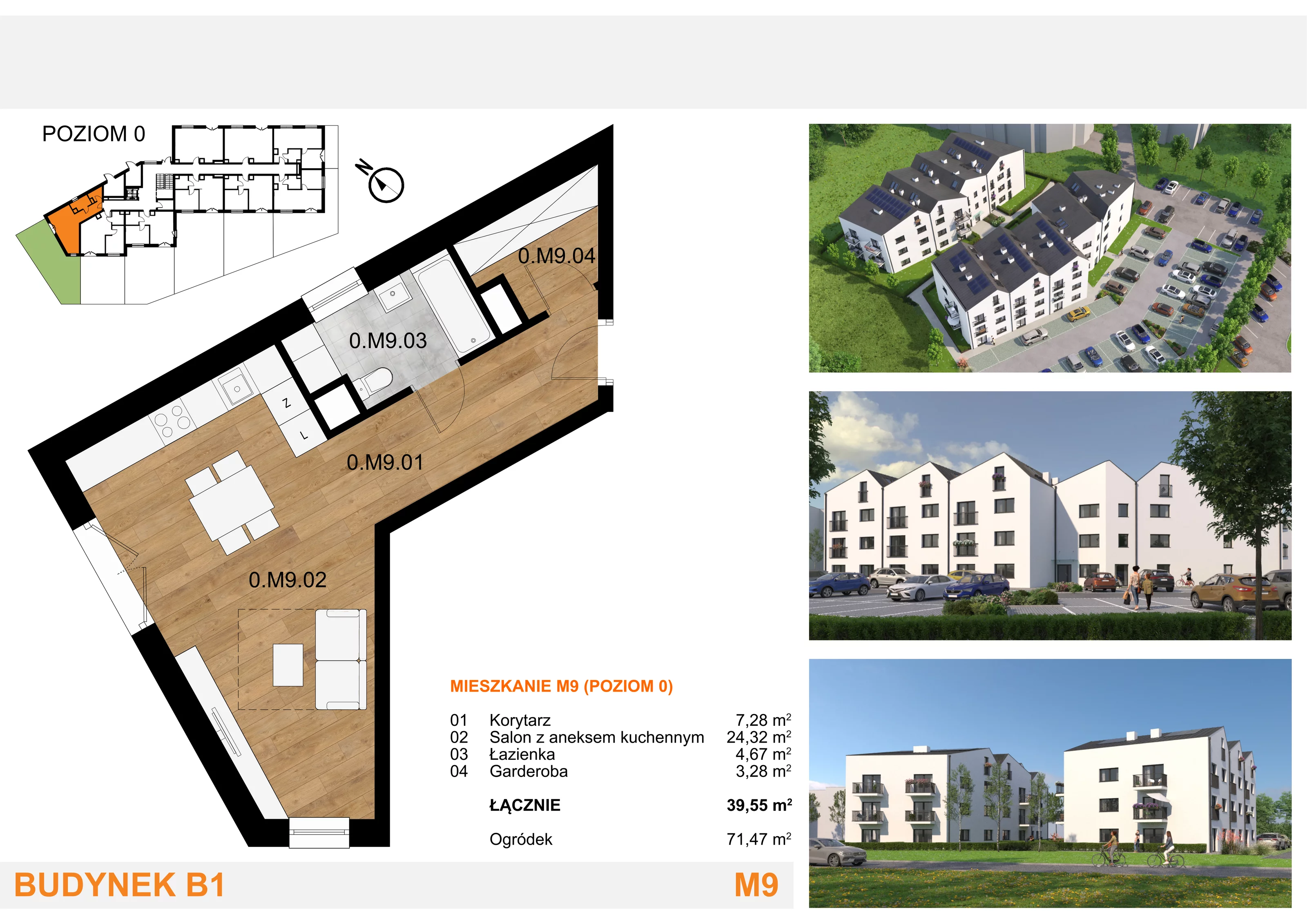 1 pokój, mieszkanie 39,55 m², parter, oferta nr M09, Mieszkania Mierzyn, Mierzyn, ul. Nasienna