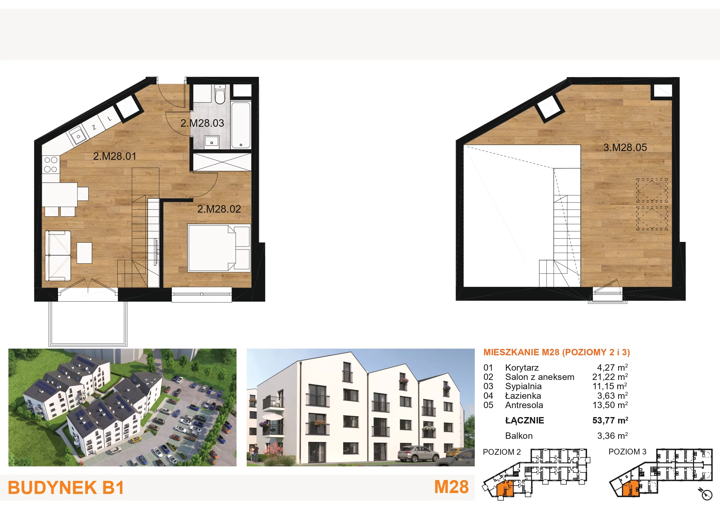 3 pokoje, mieszkanie 53,77 m², piętro 2, oferta nr M28, Mieszkania Mierzyn, Mierzyn, ul. Nasienna