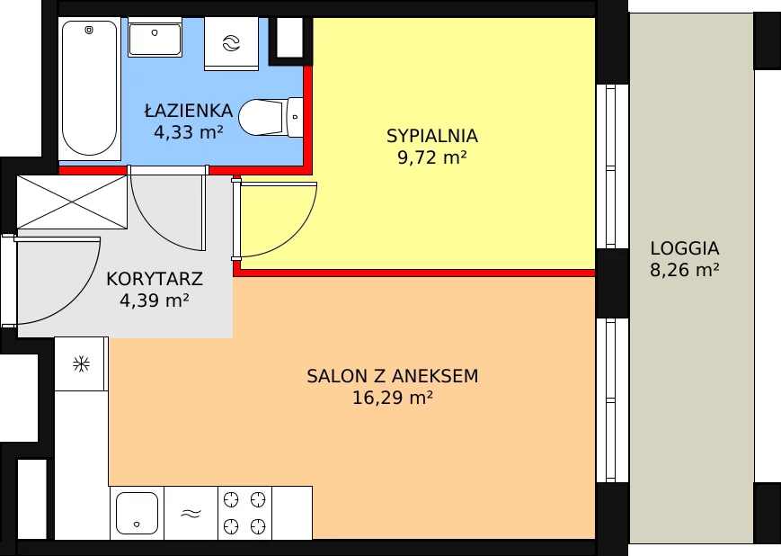 Mieszkanie 34,67 m², piętro 2, oferta nr 13, Krakowskie Tarasy V, Wrocław, Przedmieście Oławskie, Krzyki, ul. Krakowska 88