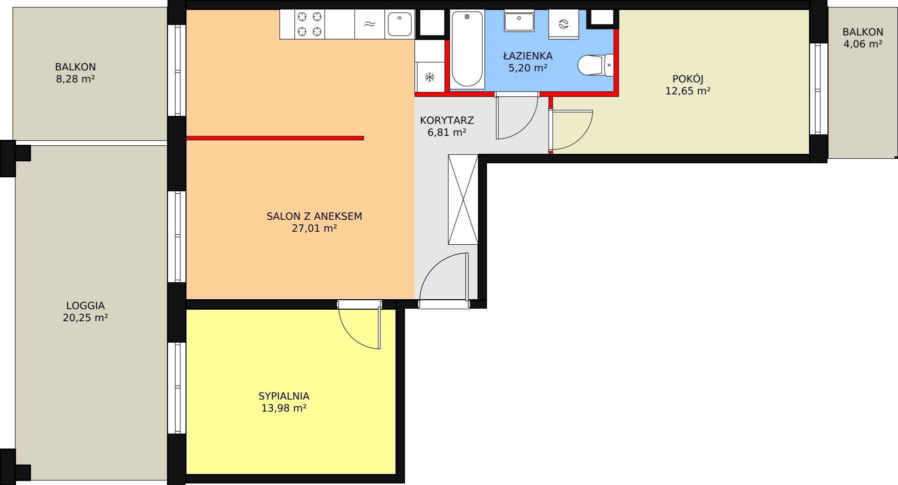 Mieszkanie 65,49 m², piętro 2, oferta nr 16, Krakowskie Tarasy V, Wrocław, Przedmieście Oławskie, Krzyki, ul. Krakowska 88