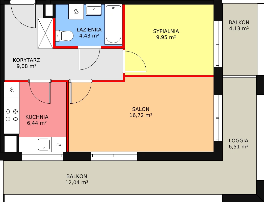 2 pokoje, mieszkanie 46,57 m², piętro 5, oferta nr 32, Krakowskie Tarasy V, Wrocław, Przedmieście Oławskie, Krzyki, ul. Krakowska 88