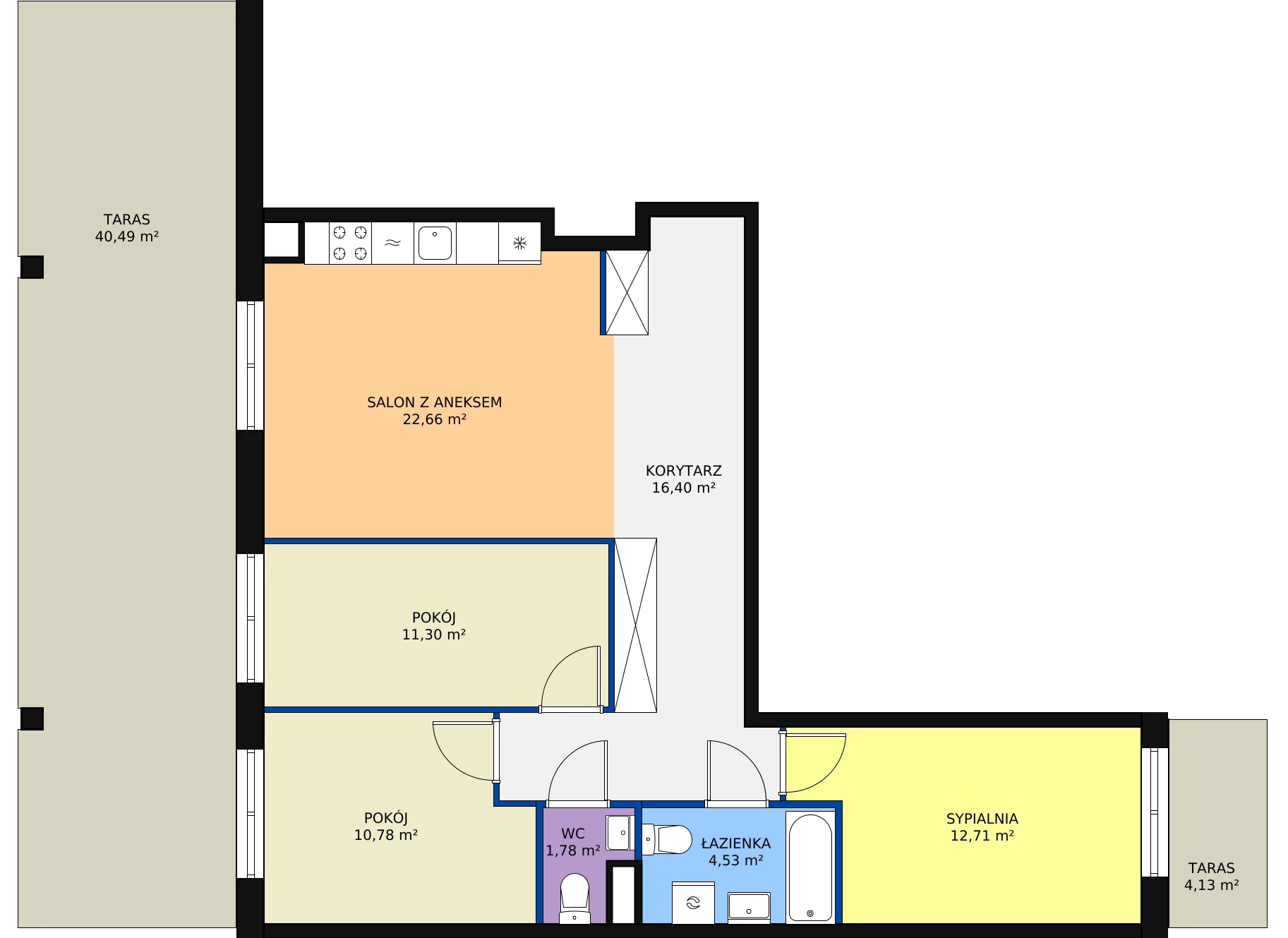 4 pokoje, mieszkanie 79,93 m², parter, oferta nr 37, Krakowskie Tarasy V, Wrocław, Przedmieście Oławskie, Krzyki, ul. Krakowska 88
