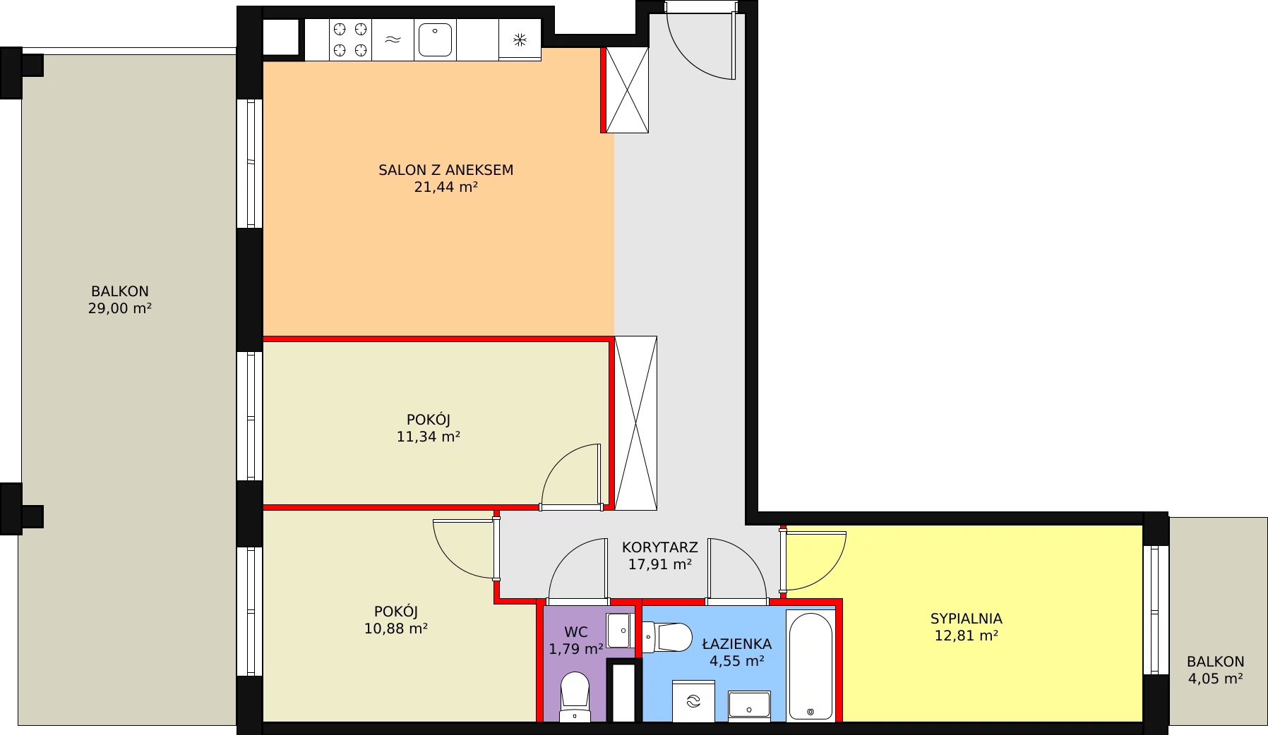 Mieszkanie 80,63 m², piętro 2, oferta nr 43, Krakowskie Tarasy V, Wrocław, Przedmieście Oławskie, Krzyki, ul. Krakowska 88