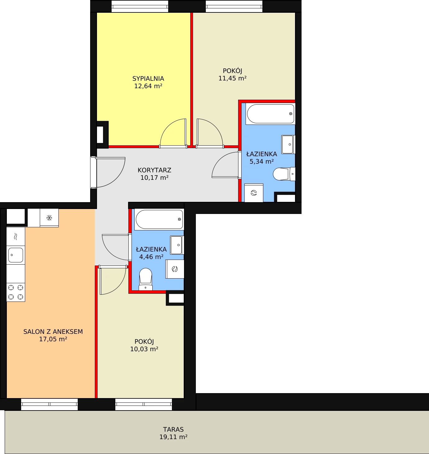 Mieszkanie 70,39 m², parter, oferta nr 109, Krakowskie Tarasy V, Wrocław, Przedmieście Oławskie, Krzyki, ul. Krakowska 88