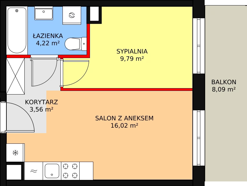 Mieszkanie 33,57 m², piętro 1, oferta nr 112, Krakowskie Tarasy V, Wrocław, Przedmieście Oławskie, Krzyki, ul. Krakowska 88