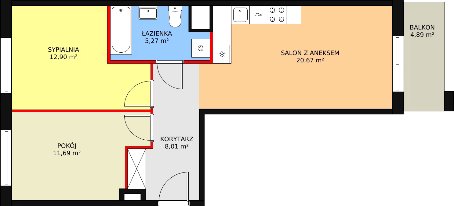 Mieszkanie 58,27 m², piętro 2, oferta nr 115, Krakowskie Tarasy V, Wrocław, Przedmieście Oławskie, Krzyki, ul. Krakowska 88