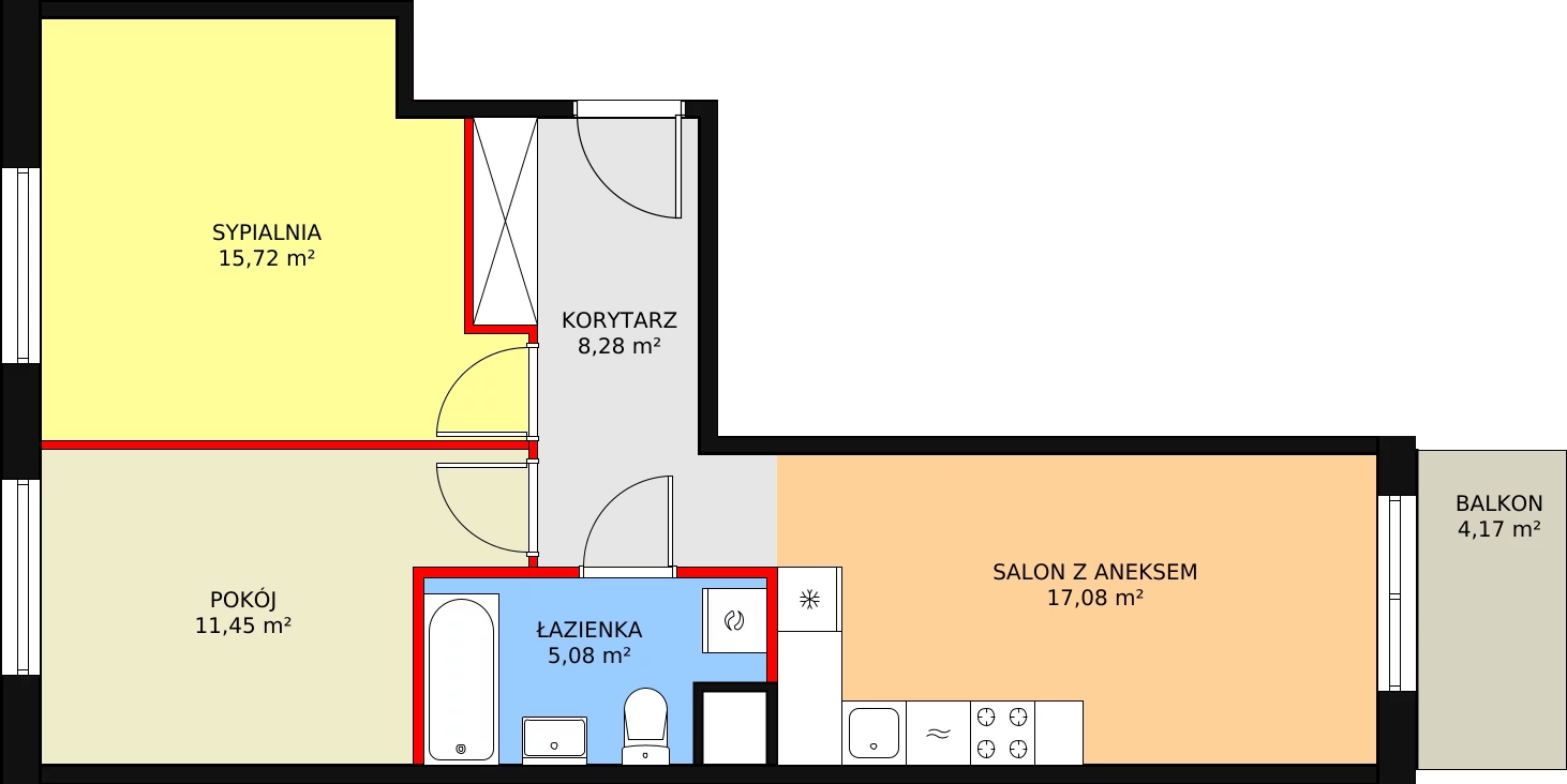 Mieszkanie 56,67 m², piętro 2, oferta nr 118, Krakowskie Tarasy V, Wrocław, Przedmieście Oławskie, Krzyki, ul. Krakowska 88