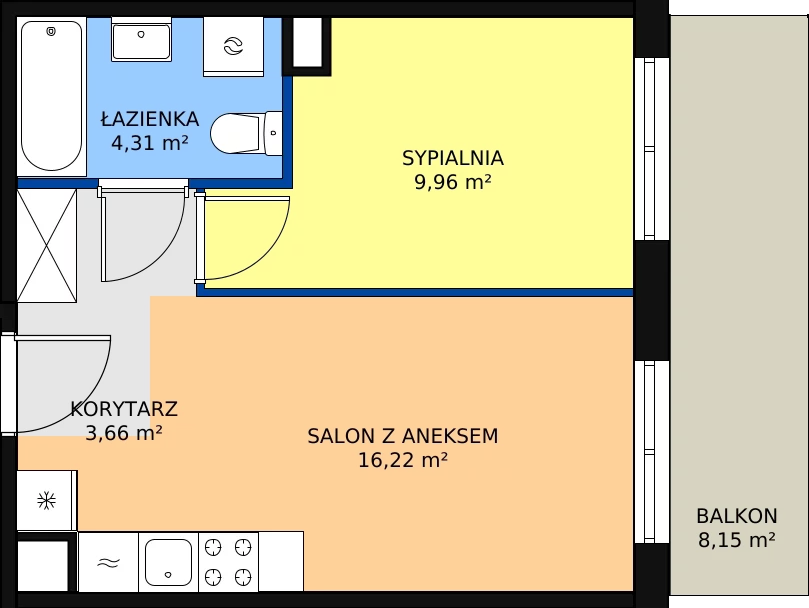 Zalety mieszkania 34.08 m², 128