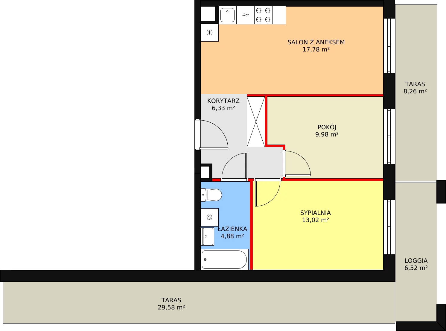 Mieszkanie 52,05 m², parter, oferta nr 133, Krakowskie Tarasy V, Wrocław, Przedmieście Oławskie, Krzyki, ul. Krakowska 88