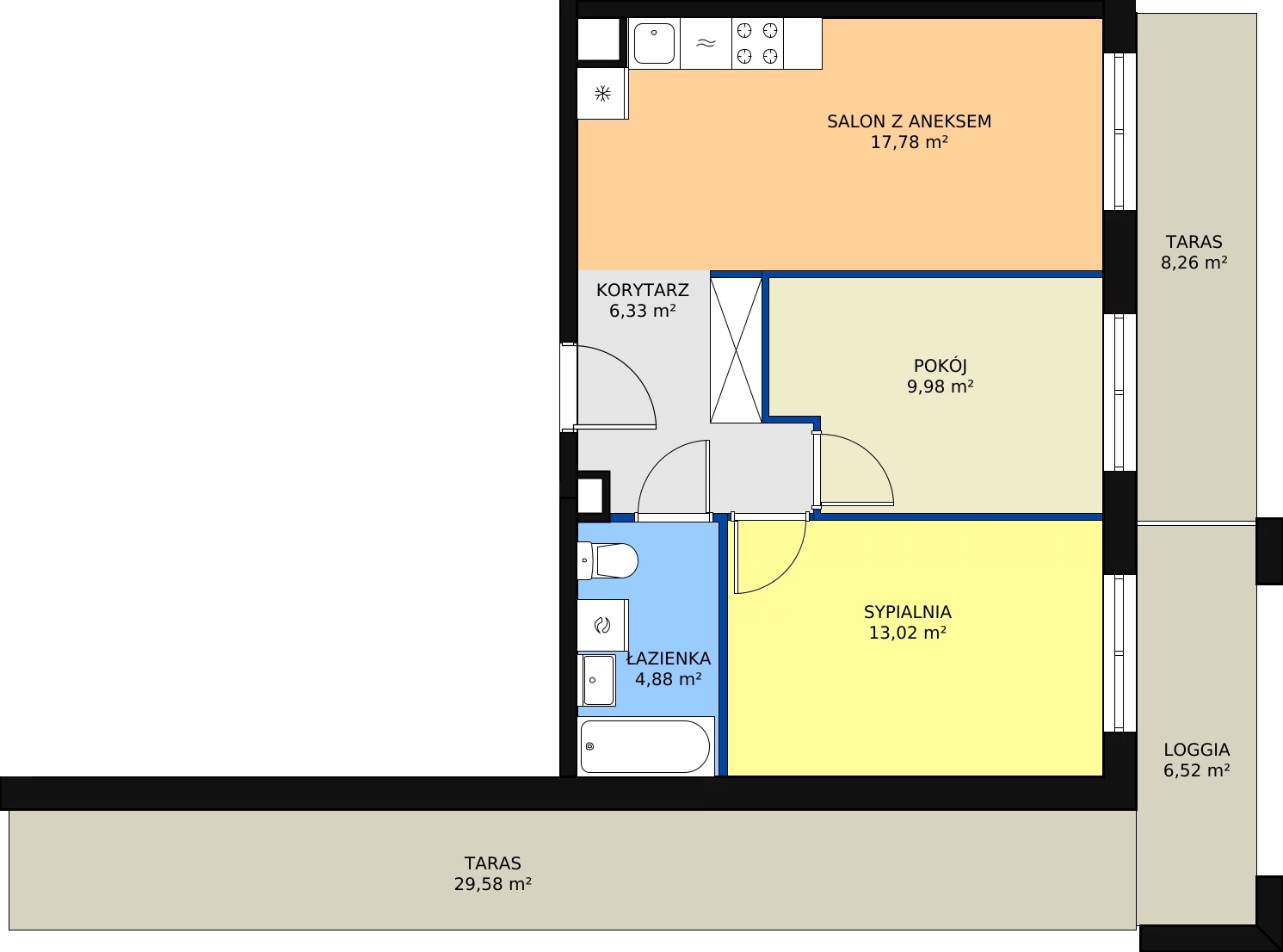 3 pokoje, mieszkanie 52,05 m², parter, oferta nr 133, Krakowskie Tarasy V, Wrocław, Przedmieście Oławskie, Krzyki, ul. Krakowska 88