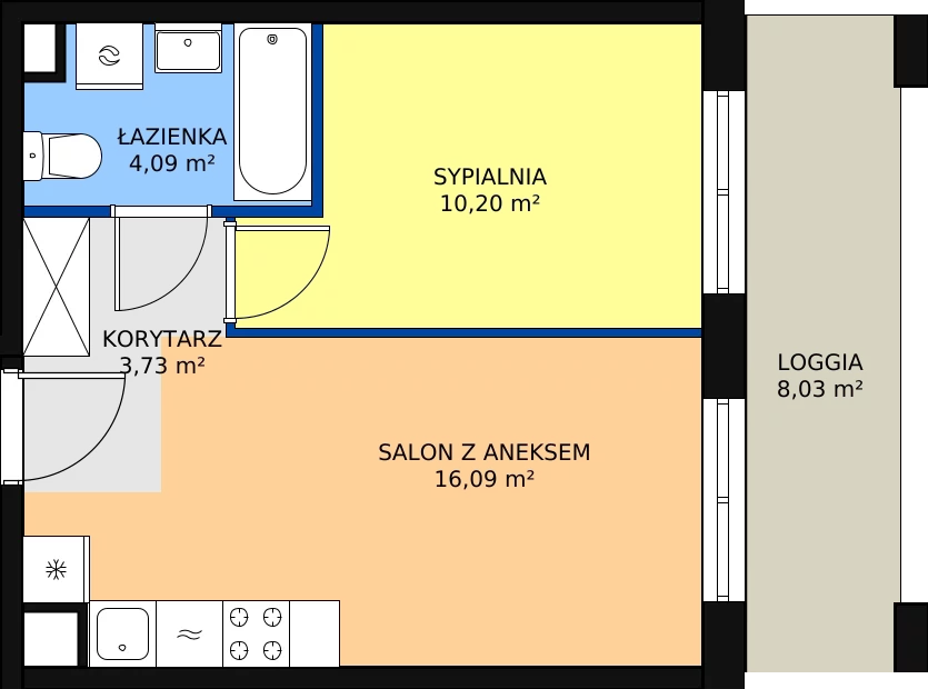 2 pokoje, mieszkanie 34,14 m², piętro 1, oferta nr 135, Krakowskie Tarasy V, Wrocław, Przedmieście Oławskie, Krzyki, ul. Krakowska 88