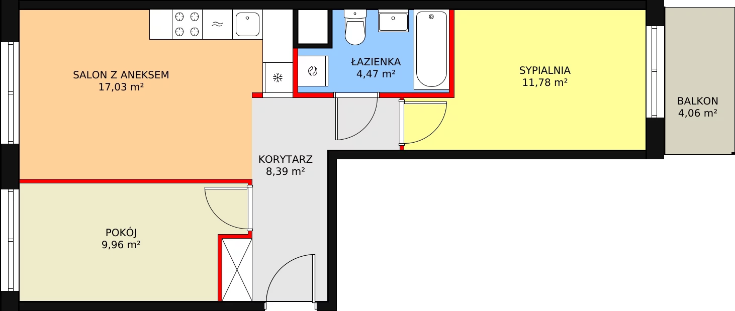 Mieszkanie 51,56 m², piętro 2, oferta nr 138, Krakowskie Tarasy V, Wrocław, Przedmieście Oławskie, Krzyki, ul. Krakowska 88