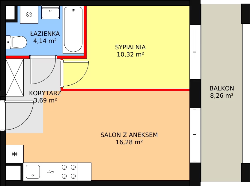 Mieszkanie 34,49 m², piętro 2, oferta nr 139, Krakowskie Tarasy V, Wrocław, Przedmieście Oławskie, Krzyki, ul. Krakowska 88