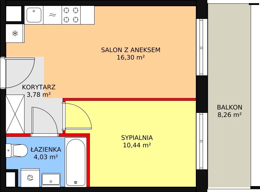 Mieszkanie 34,52 m², piętro 4, oferta nr 148, Krakowskie Tarasy V, Wrocław, Przedmieście Oławskie, Krzyki, ul. Krakowska 88