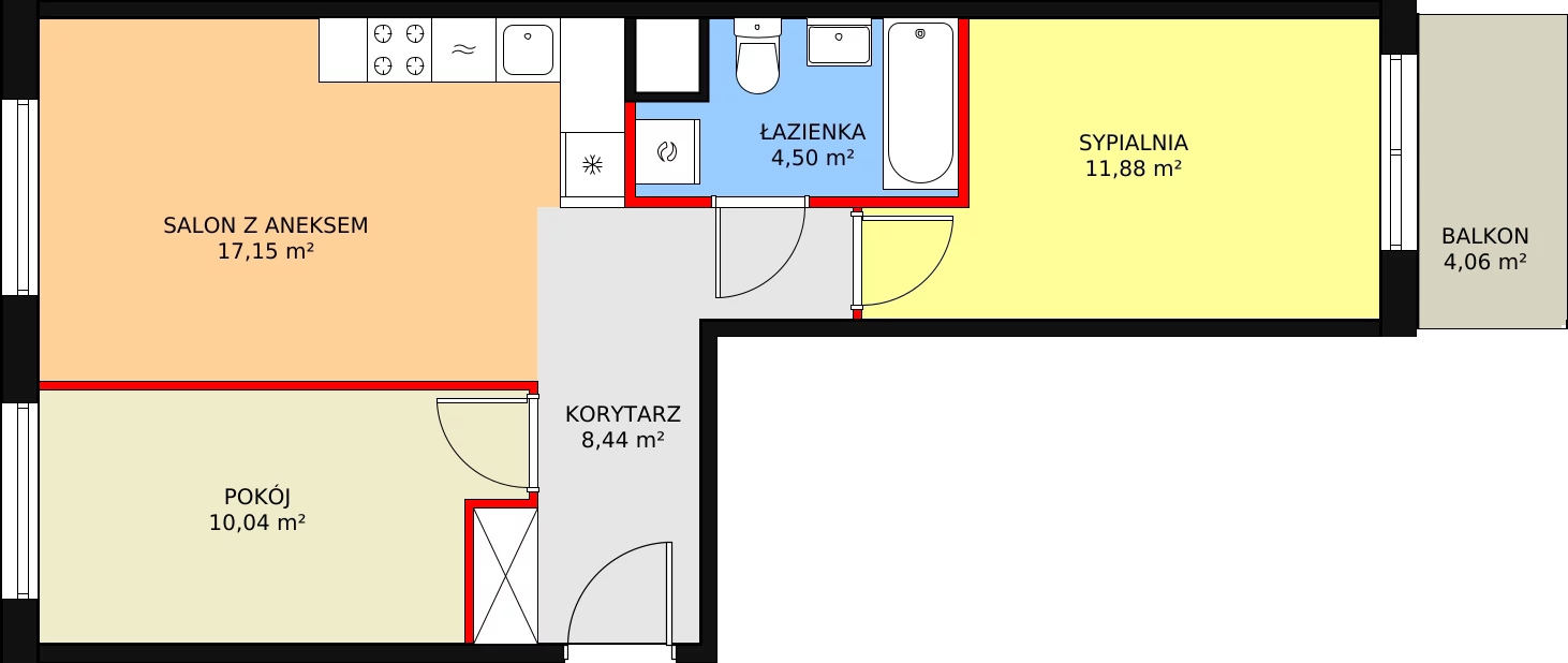 Mieszkanie 52,09 m², piętro 5, oferta nr 150, Krakowskie Tarasy V, Wrocław, Przedmieście Oławskie, Krzyki, ul. Krakowska 88