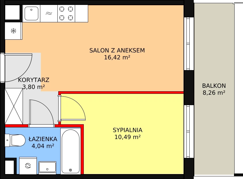 Mieszkanie 34,77 m², piętro 5, oferta nr 152, Krakowskie Tarasy V, Wrocław, Przedmieście Oławskie, Krzyki, ul. Krakowska 88