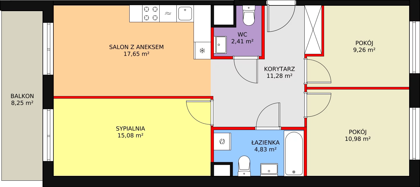 Mieszkanie 71,87 m², piętro 2, oferta nr 161, Krakowskie Tarasy V, Wrocław, Przedmieście Oławskie, Krzyki, ul. Krakowska 88