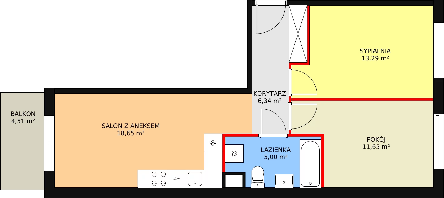 Mieszkanie 57,97 m², piętro 5, oferta nr 173, Krakowskie Tarasy V, Wrocław, Przedmieście Oławskie, Krzyki, ul. Krakowska 88