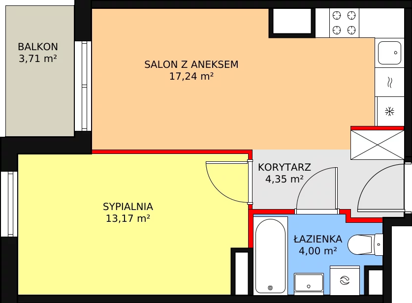 Mieszkanie 38,73 m², piętro 5, oferta nr 175, Krakowskie Tarasy V, Wrocław, Przedmieście Oławskie, Krzyki, ul. Krakowska 88