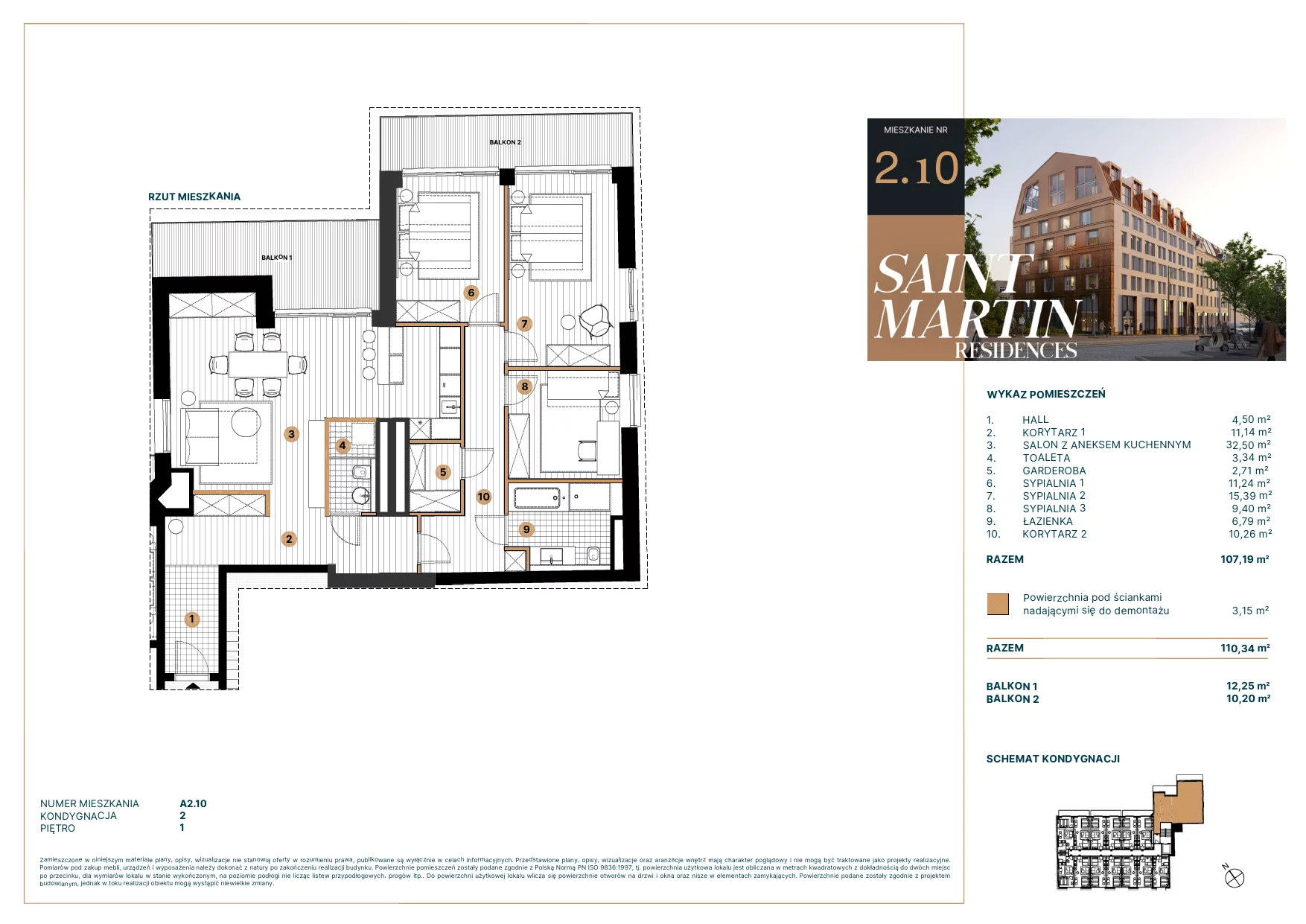 4 pokoje, apartament 107,89 m², piętro 1, oferta nr A2.10, Saint Martin Residences II, Poznań, Stare Miasto, Stare Miasto, ul. Podgórna 7