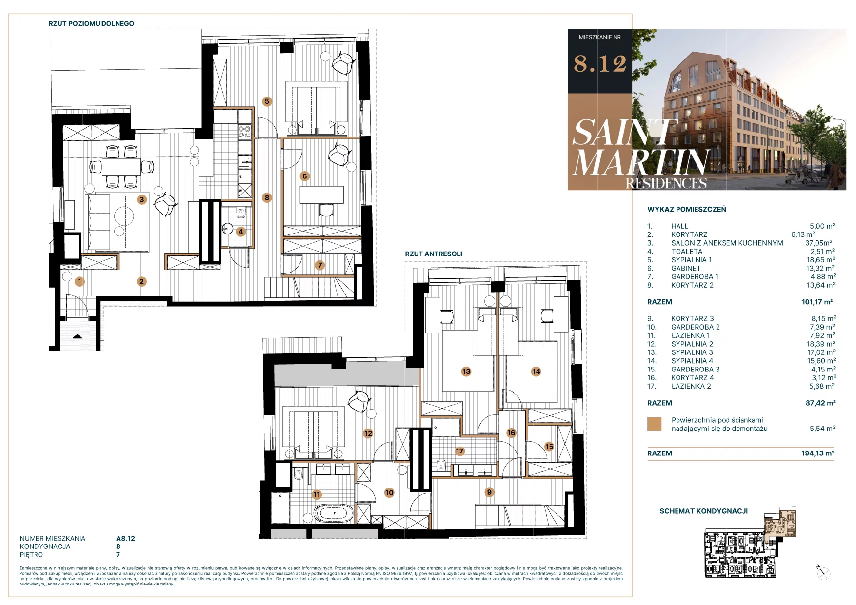 Apartament 196,58 m², piętro 7, oferta nr A8.12, Saint Martin Residences II, Poznań, Stare Miasto, Stare Miasto, ul. Podgórna 7