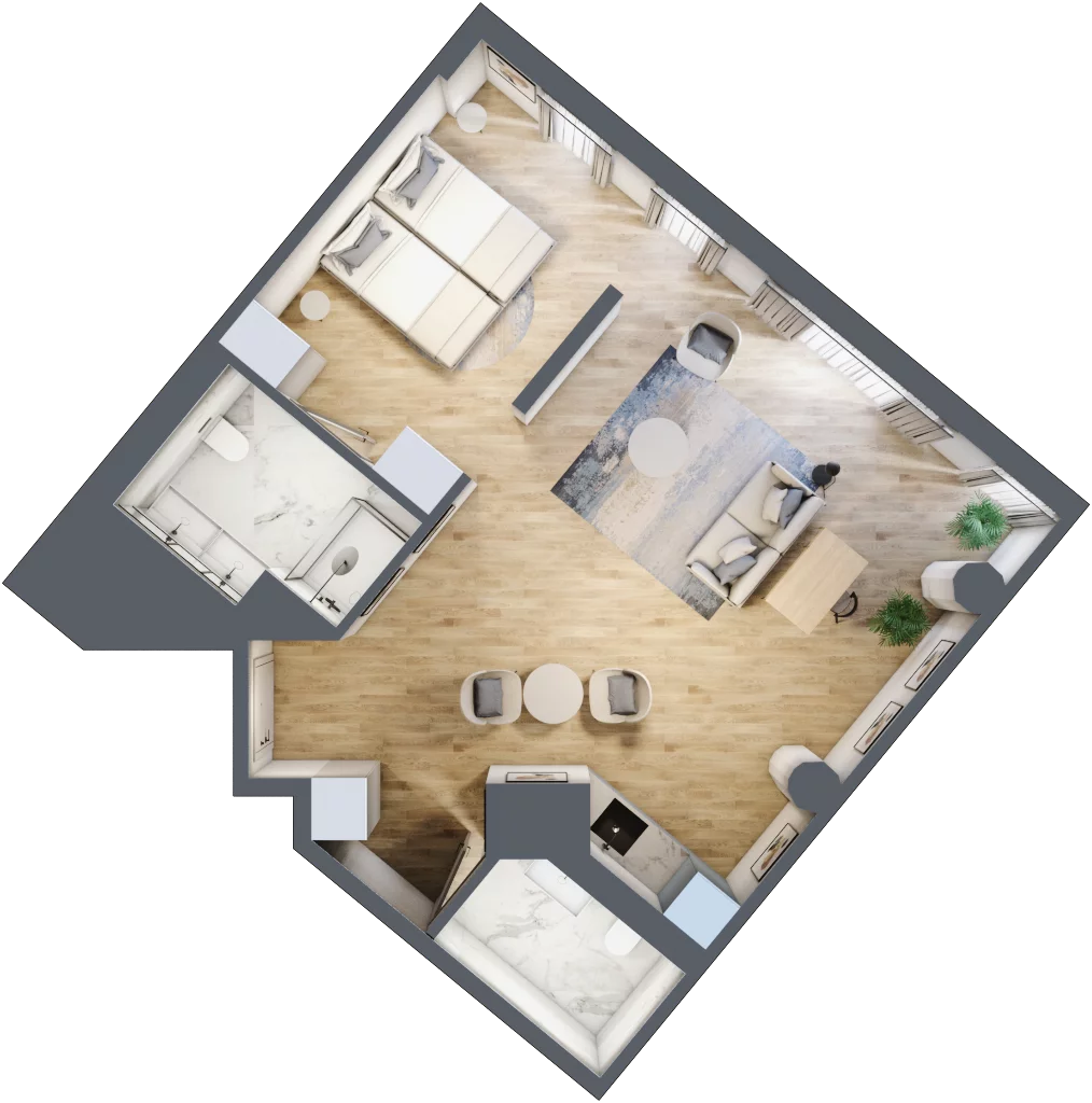 2 pokoje, apartament inwestycyjny 58,13 m², piętro 1, oferta nr 113, Y3 Signature Hotel, Poznań, Stare Miasto, ul. Zielona 4