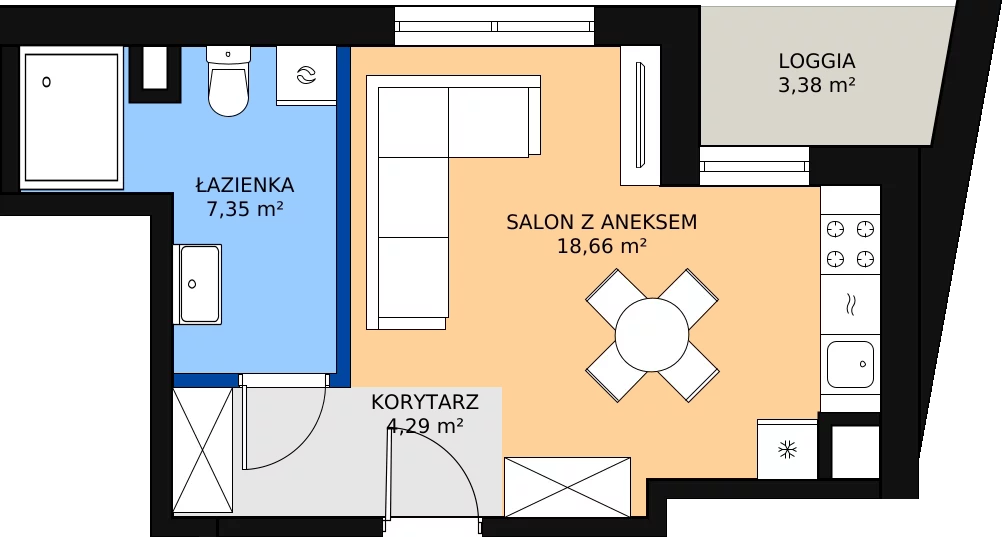 Zalety mieszkania 30.3 m², 29