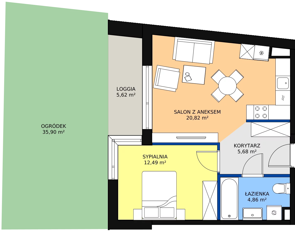 Zalety mieszkania 43.85 m², 37